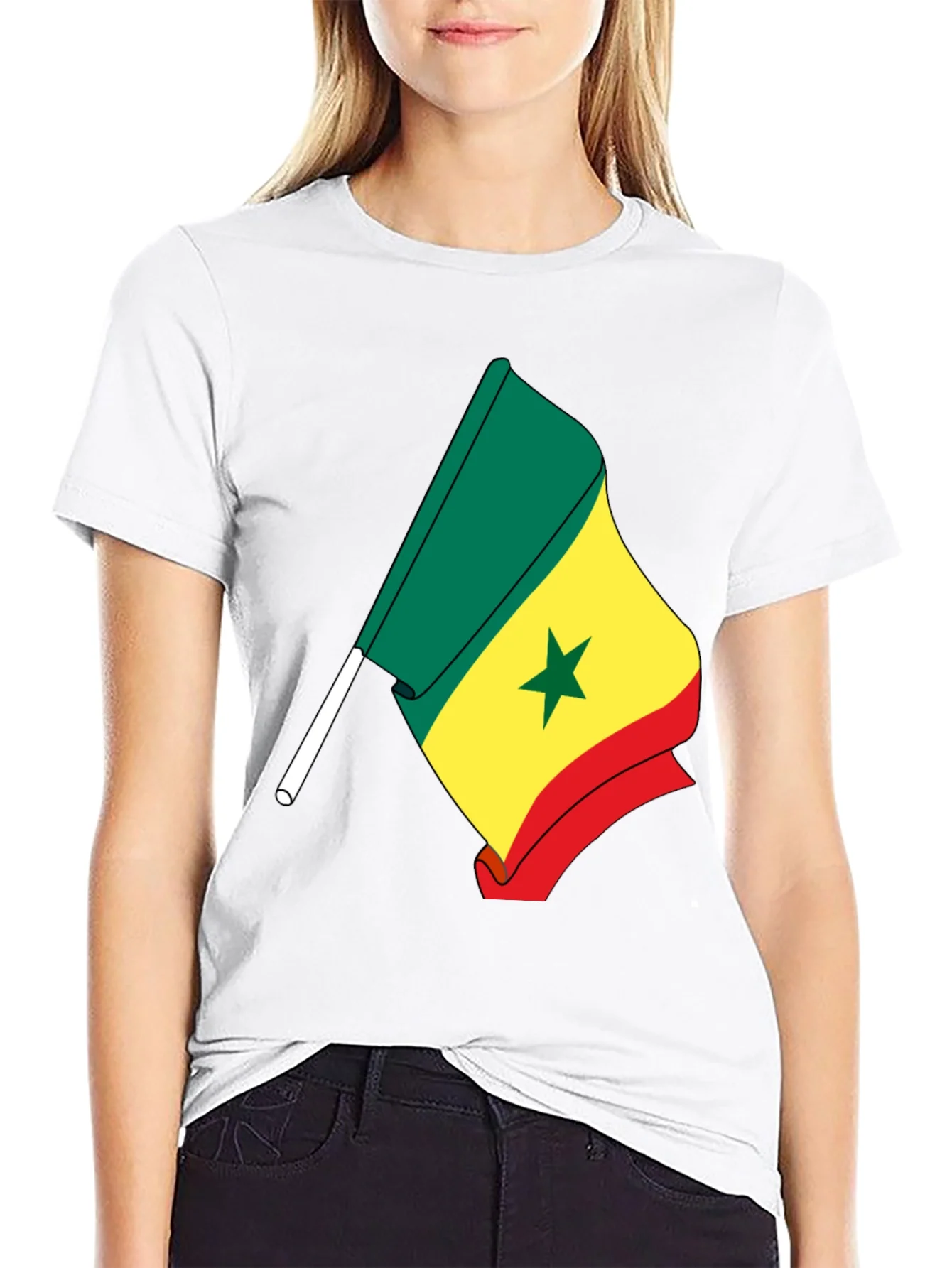 Camiseta Negra con Bandera de Senegal