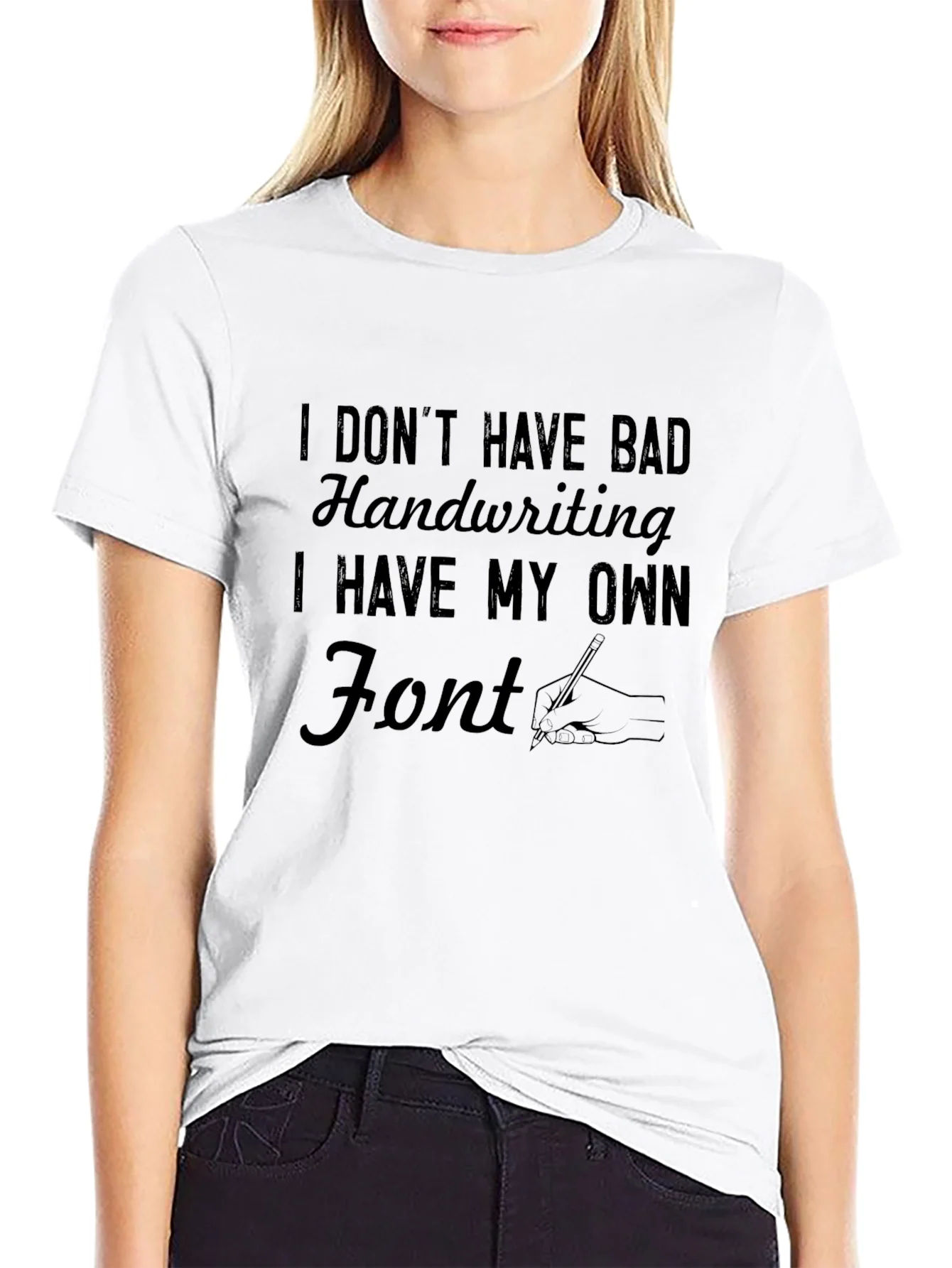 Rebbecca Humorous Handwriting T-Shirt - Own Font