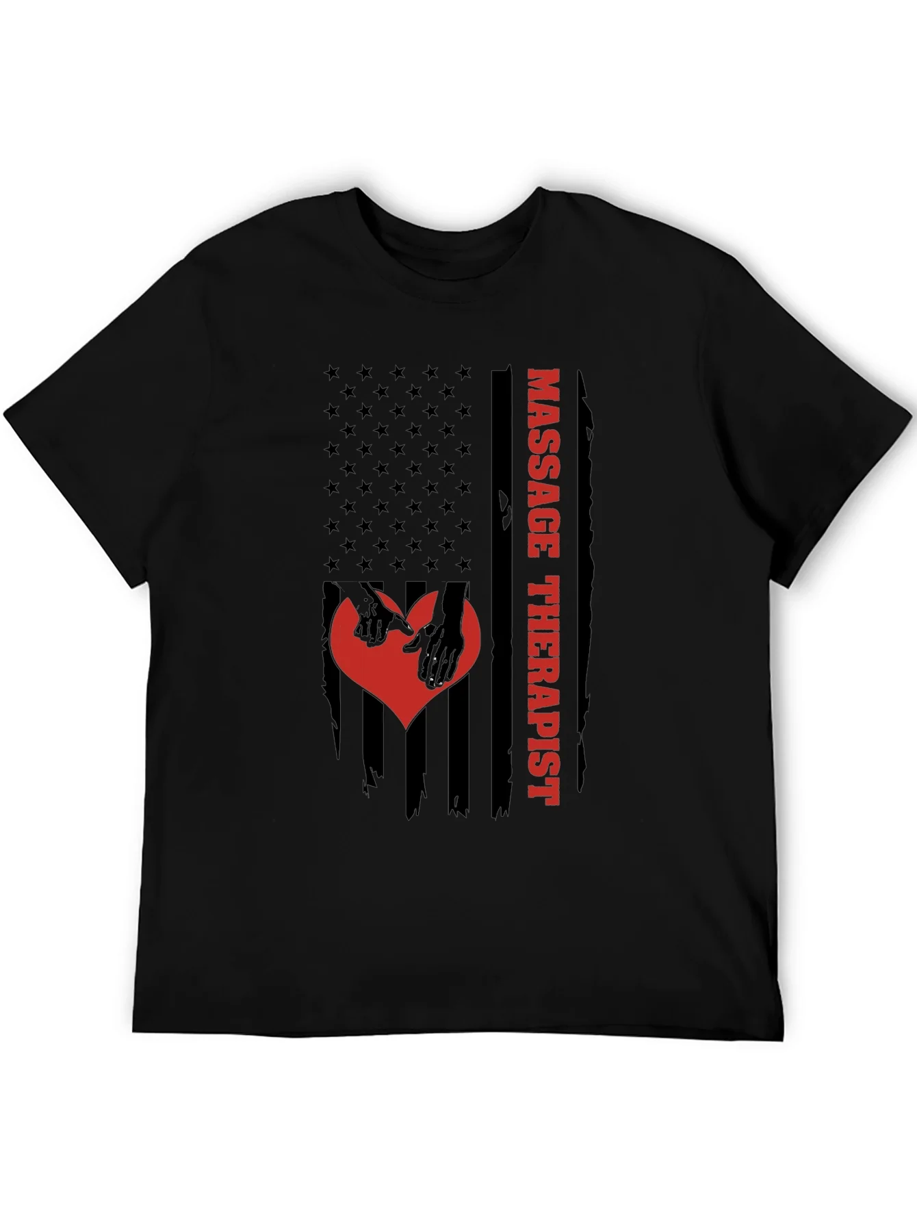 Camiseta Negra Masaje Terapeuta Bandera Americana
