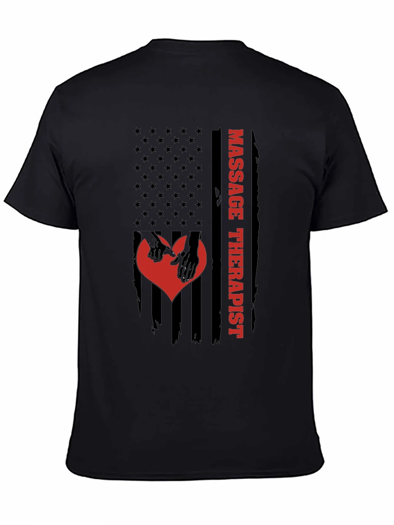 Camiseta Negra Masaje Terapeuta Bandera Americana