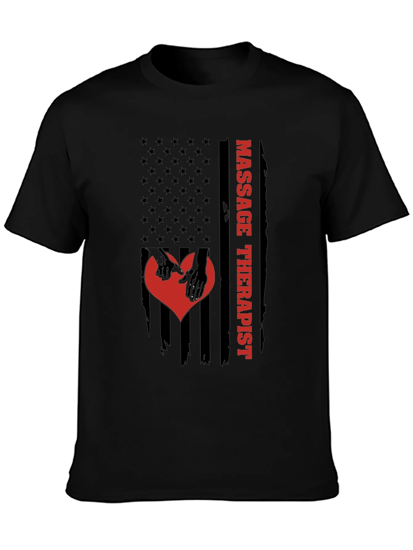 Camiseta Negra Masaje Terapeuta Bandera Americana