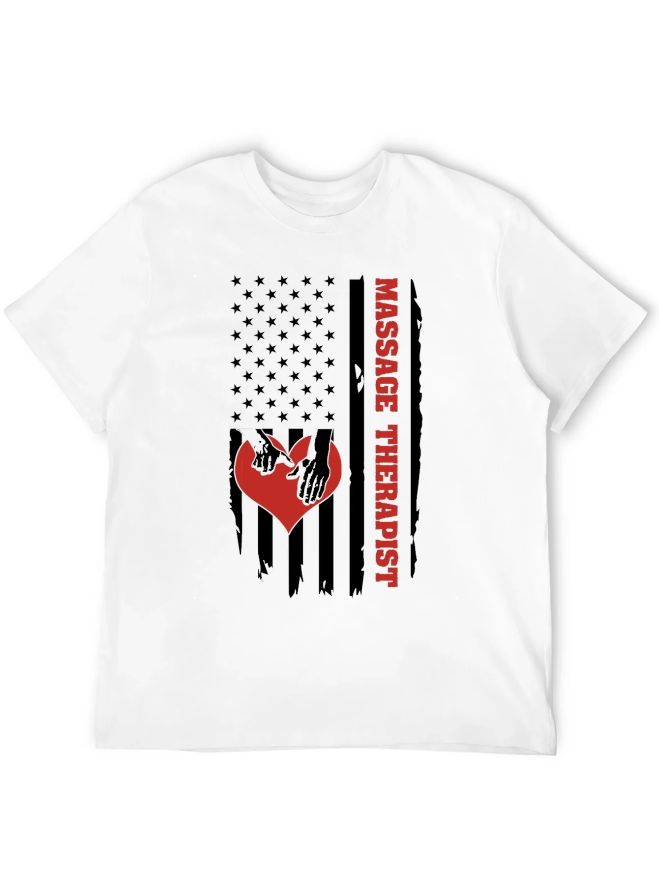 Camiseta Negra Masaje Terapeuta Bandera Americana