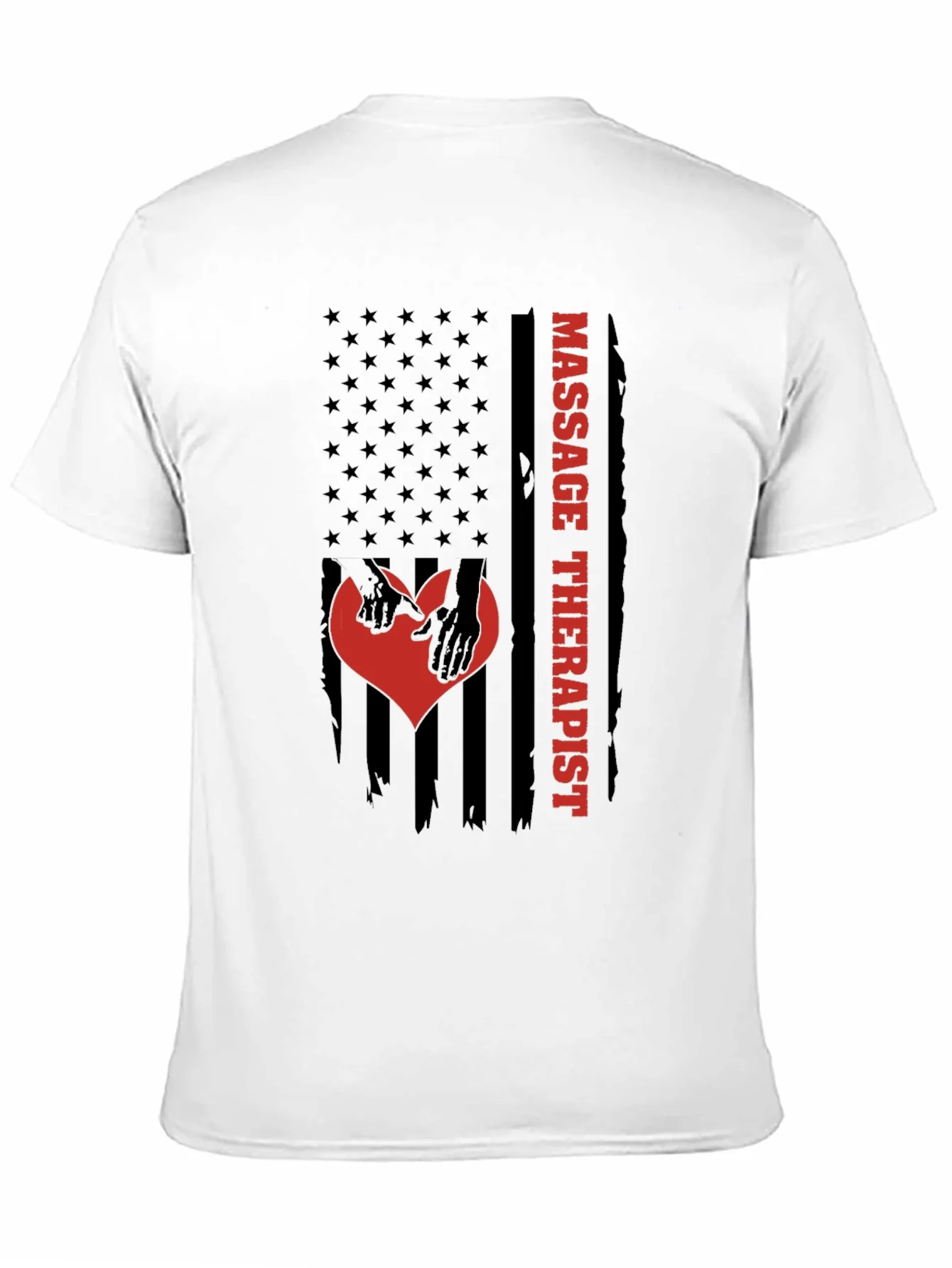 Camiseta Negra Masaje Terapeuta Bandera Americana