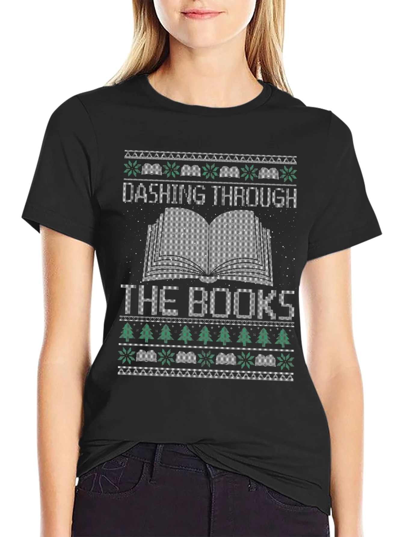 Rebbecca Dashing Through the Books Christmas T-Shirt