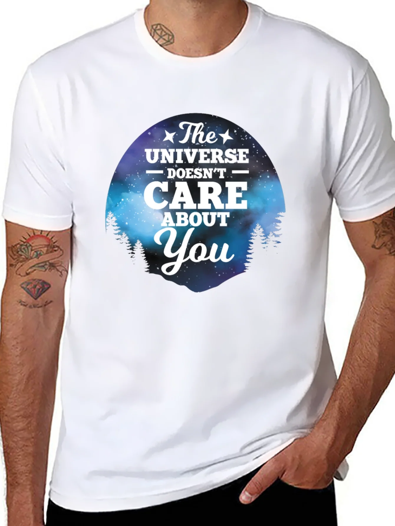 Camiseta Negra con Dise?o del Universo