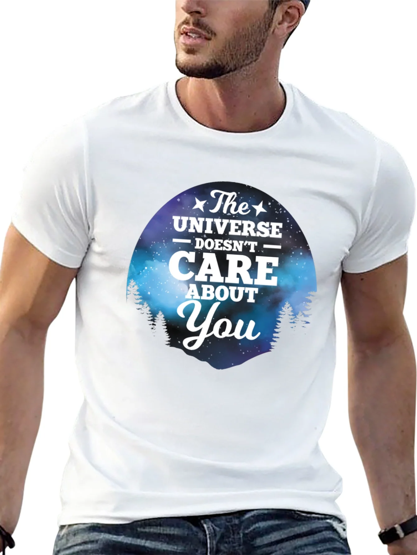 Camiseta Negra con Dise?o del Universo