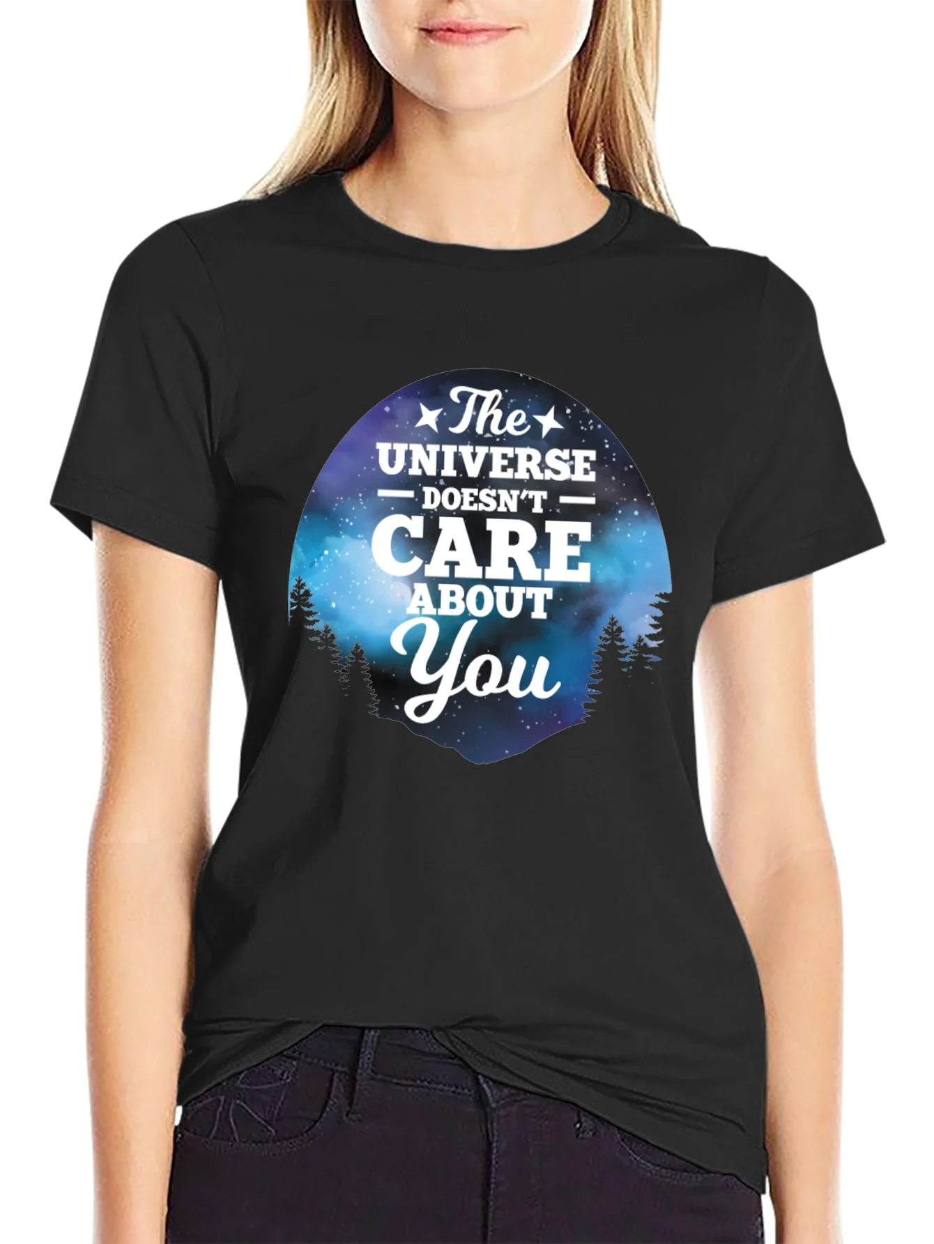 Camiseta Negra con Dise?o del Universo