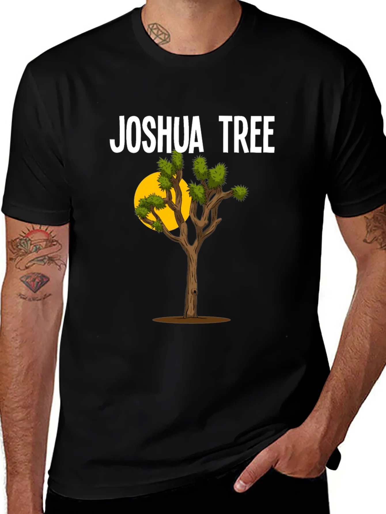 Rebbecca Joshua Tree Graphic T-Shirt - Black Cotton Blend