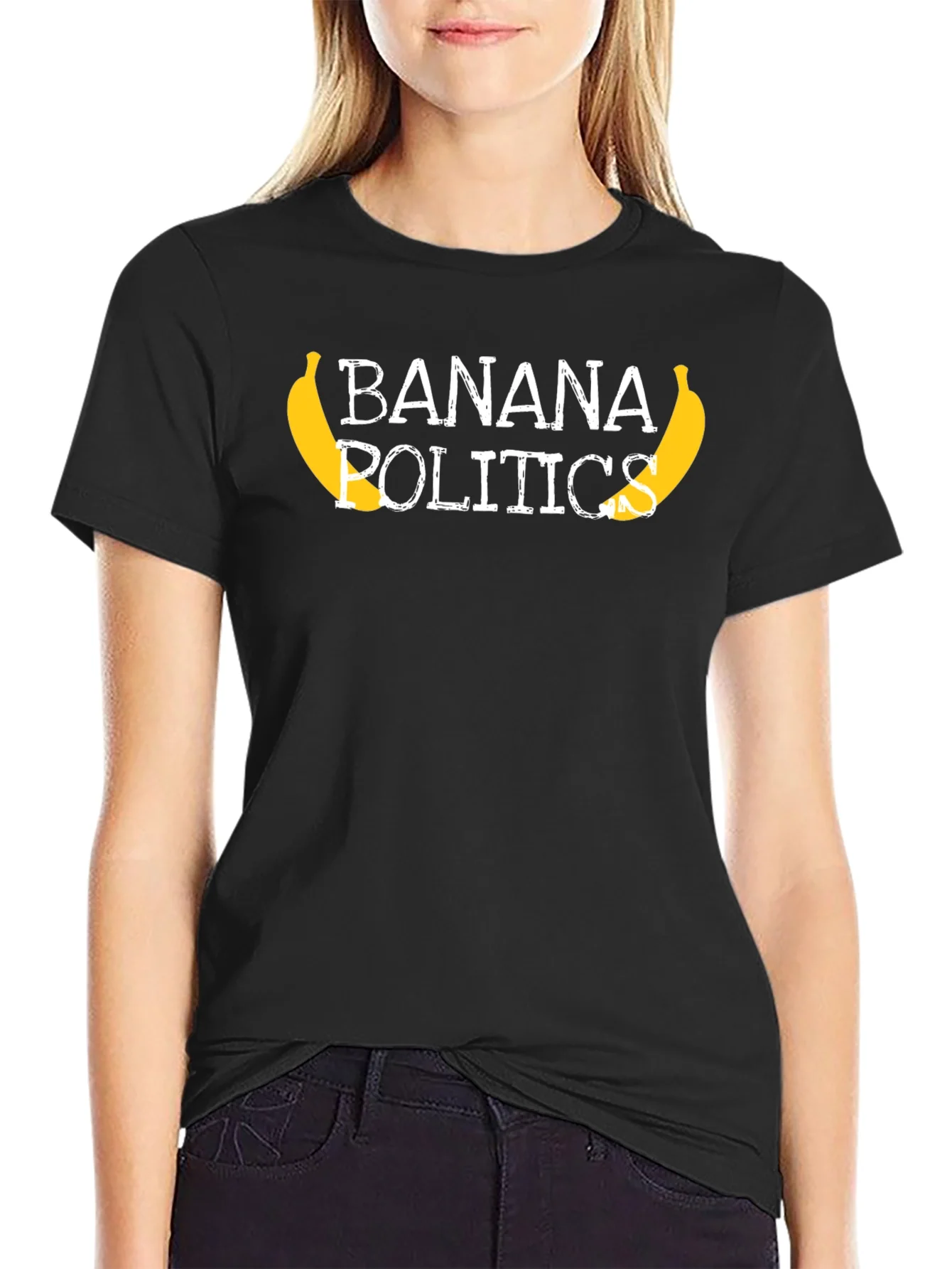 Rebbecca Banana Politics Graphic Tee - Unisex Black T-Shirt