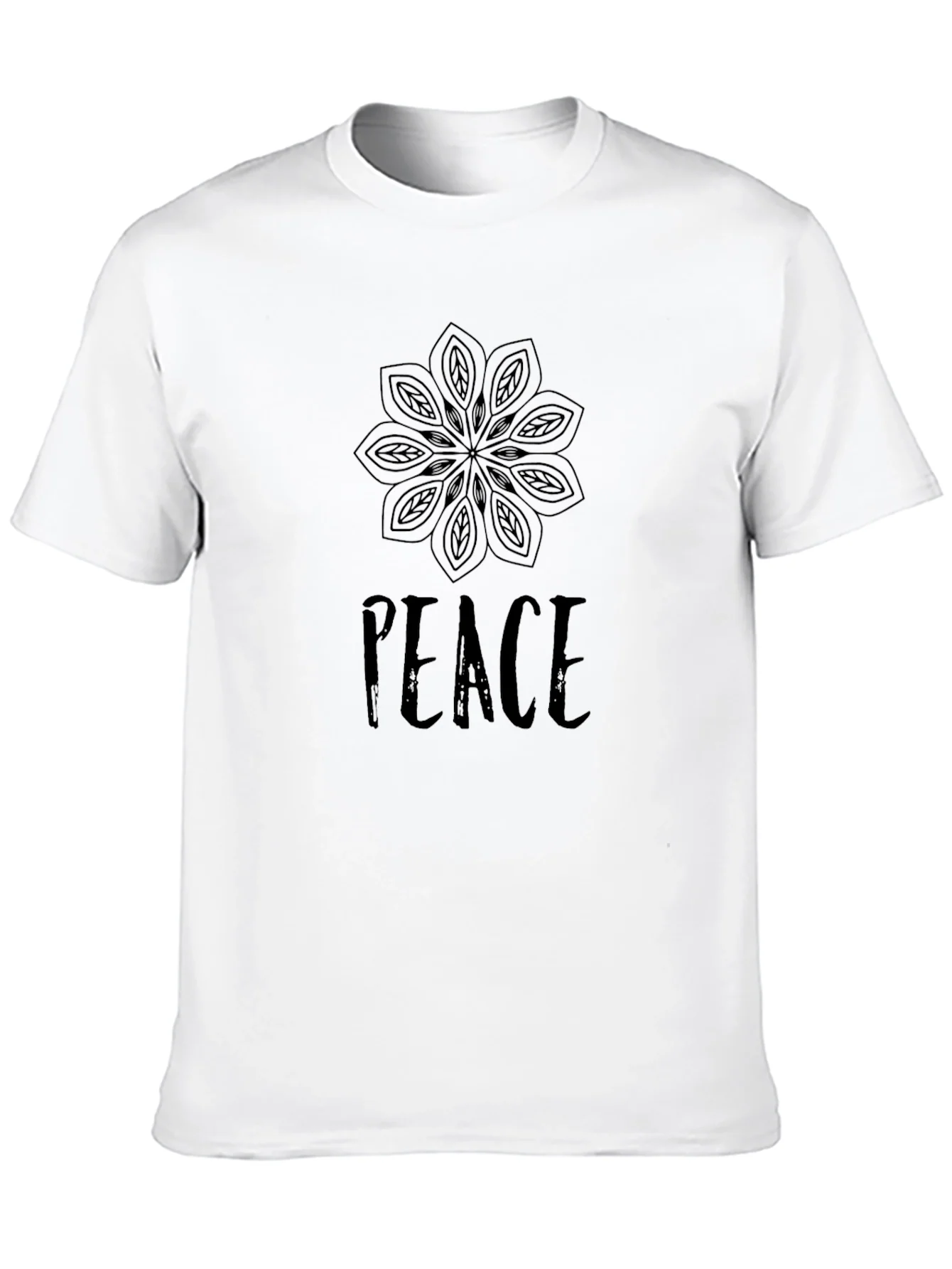 Camiseta Hombre Negra Dise?o Mandala Paz