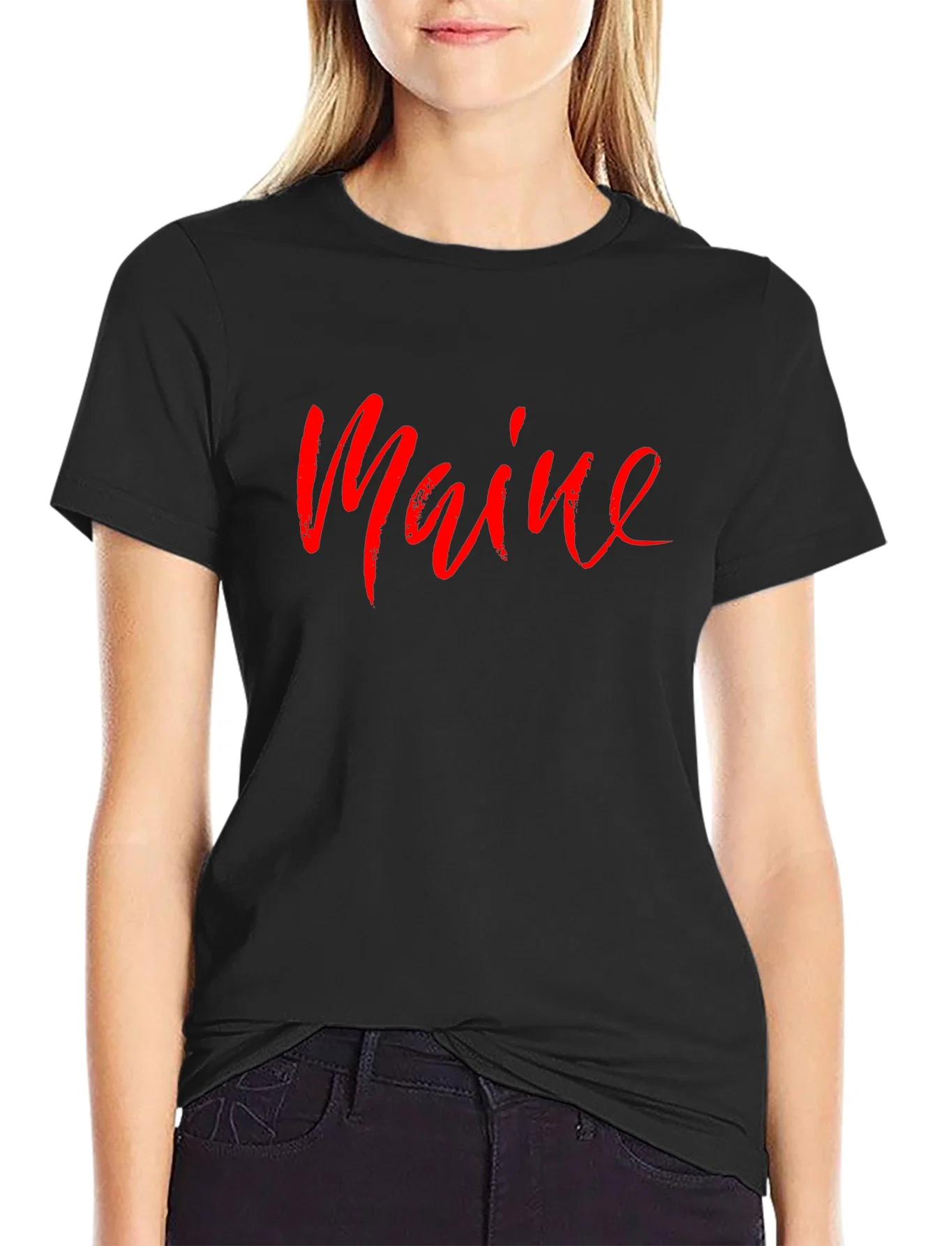 Rebbecca Maine Script T-Shirt - Stylish State Pride Tee