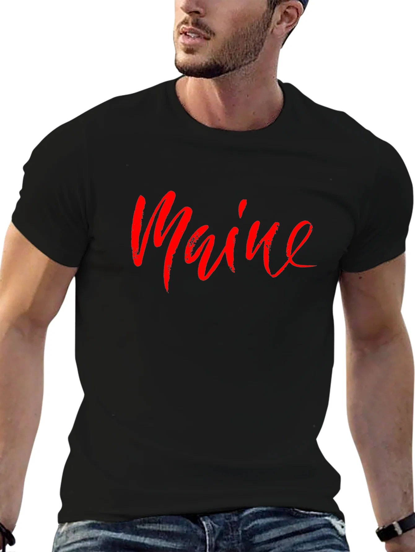 Rebbecca Maine Script T-Shirt - Stylish State Pride Tee
