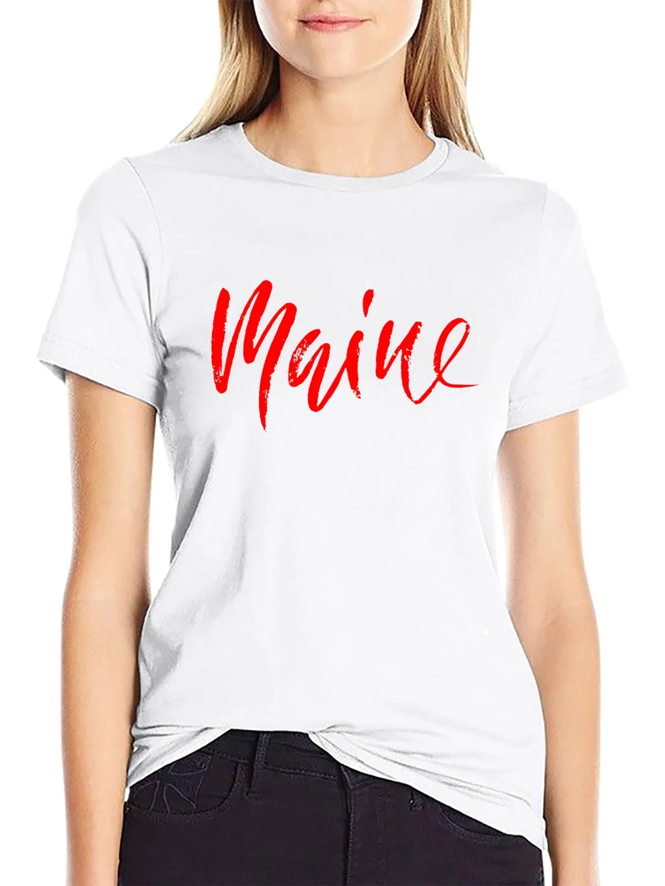 Rebbecca Maine Script T-Shirt - Stylish State Pride Tee