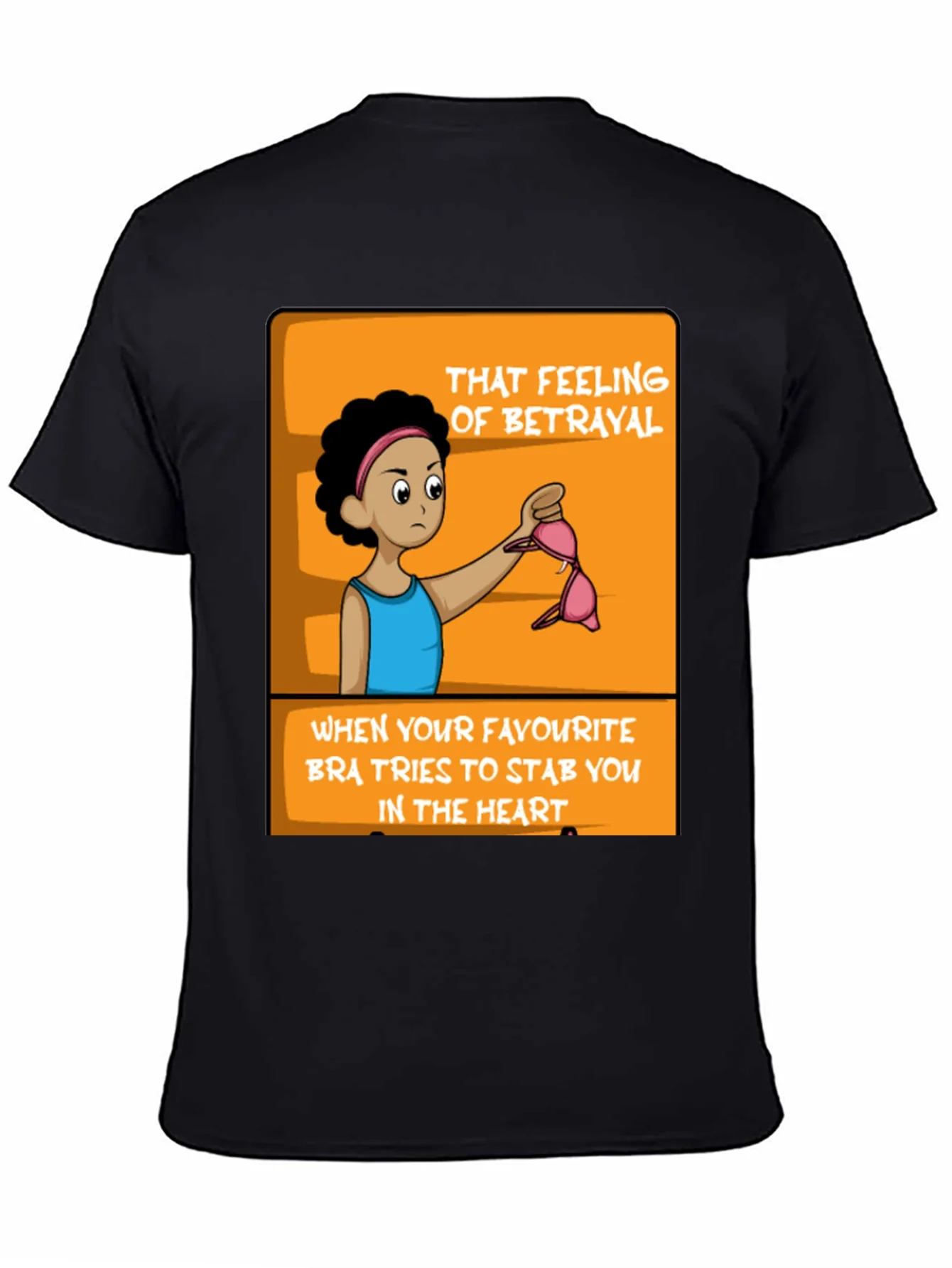 Rebbecca Betrayal Bra Funny Graphic Tee - Black