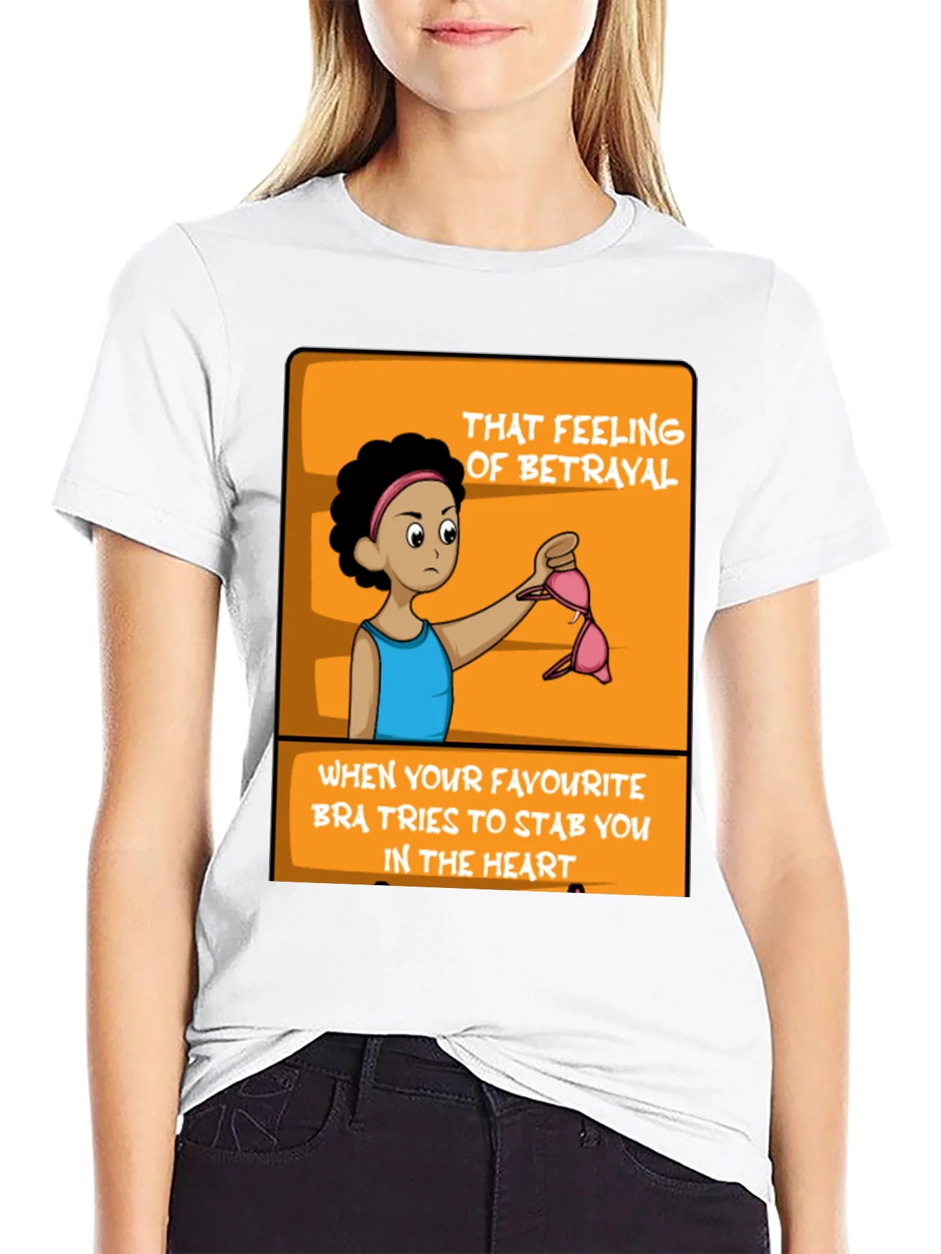 Rebbecca Betrayal Bra Funny Graphic Tee - Black