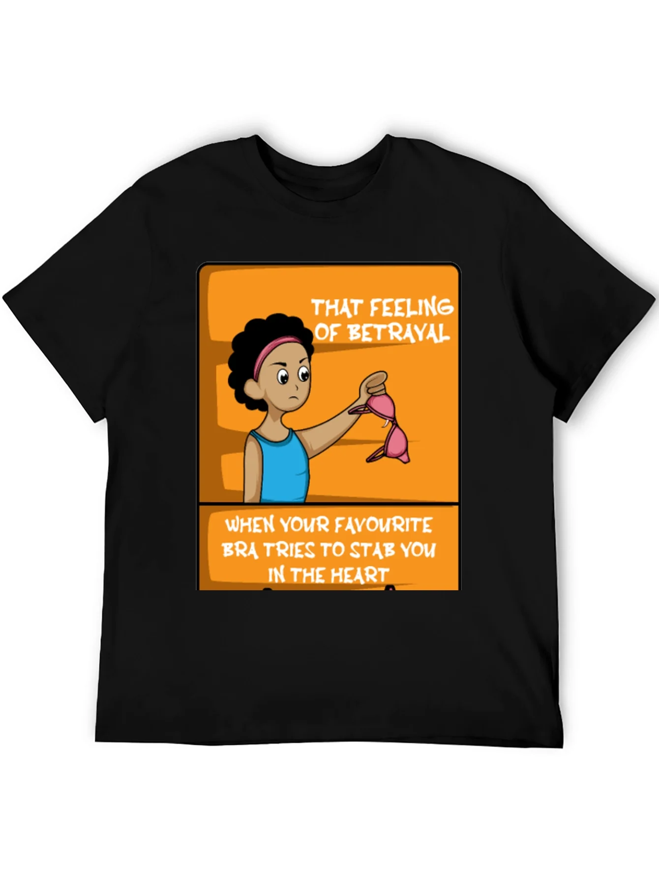Rebbecca Betrayal Bra Funny Graphic Tee - Black