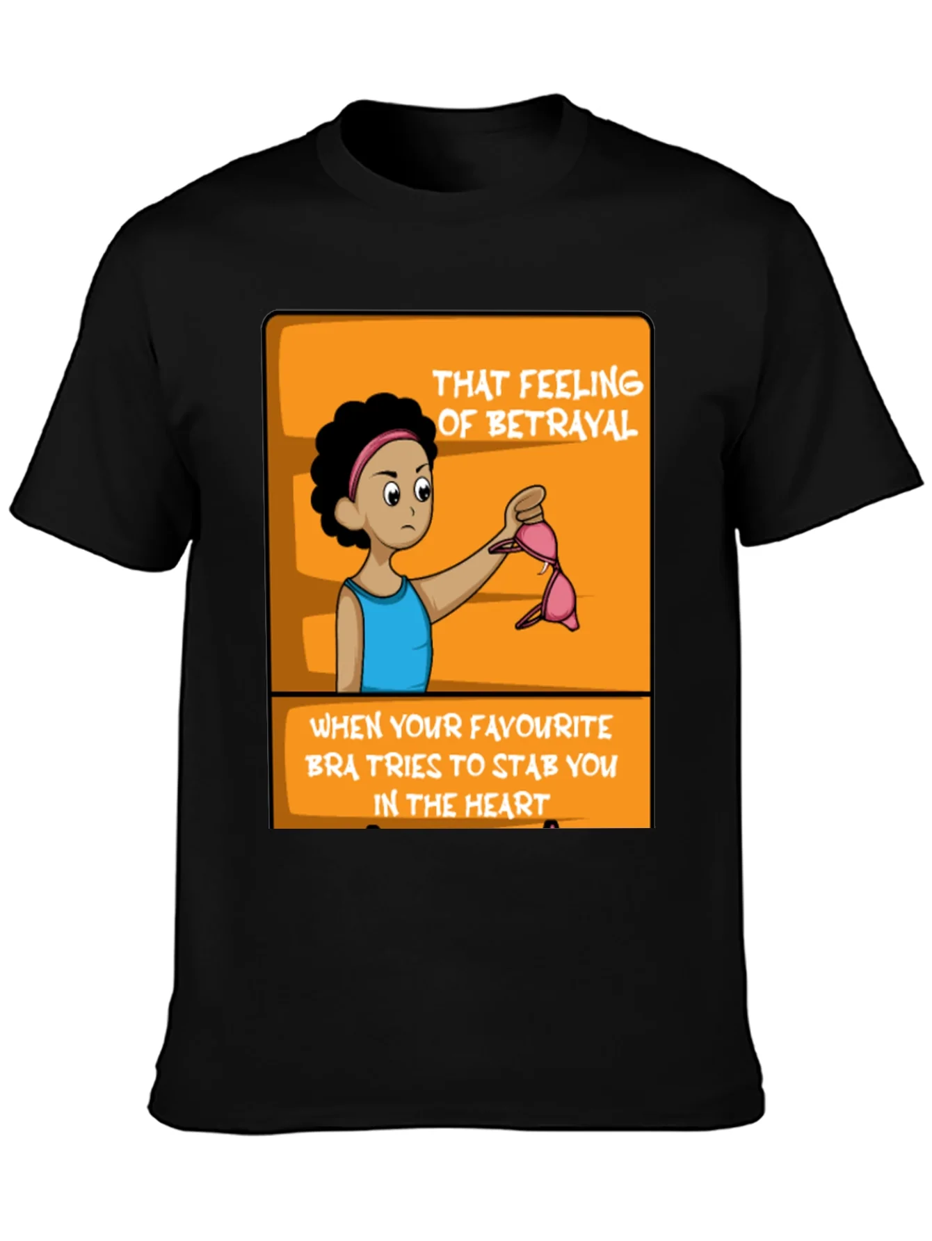 Rebbecca Betrayal Bra Funny Graphic Tee - Black