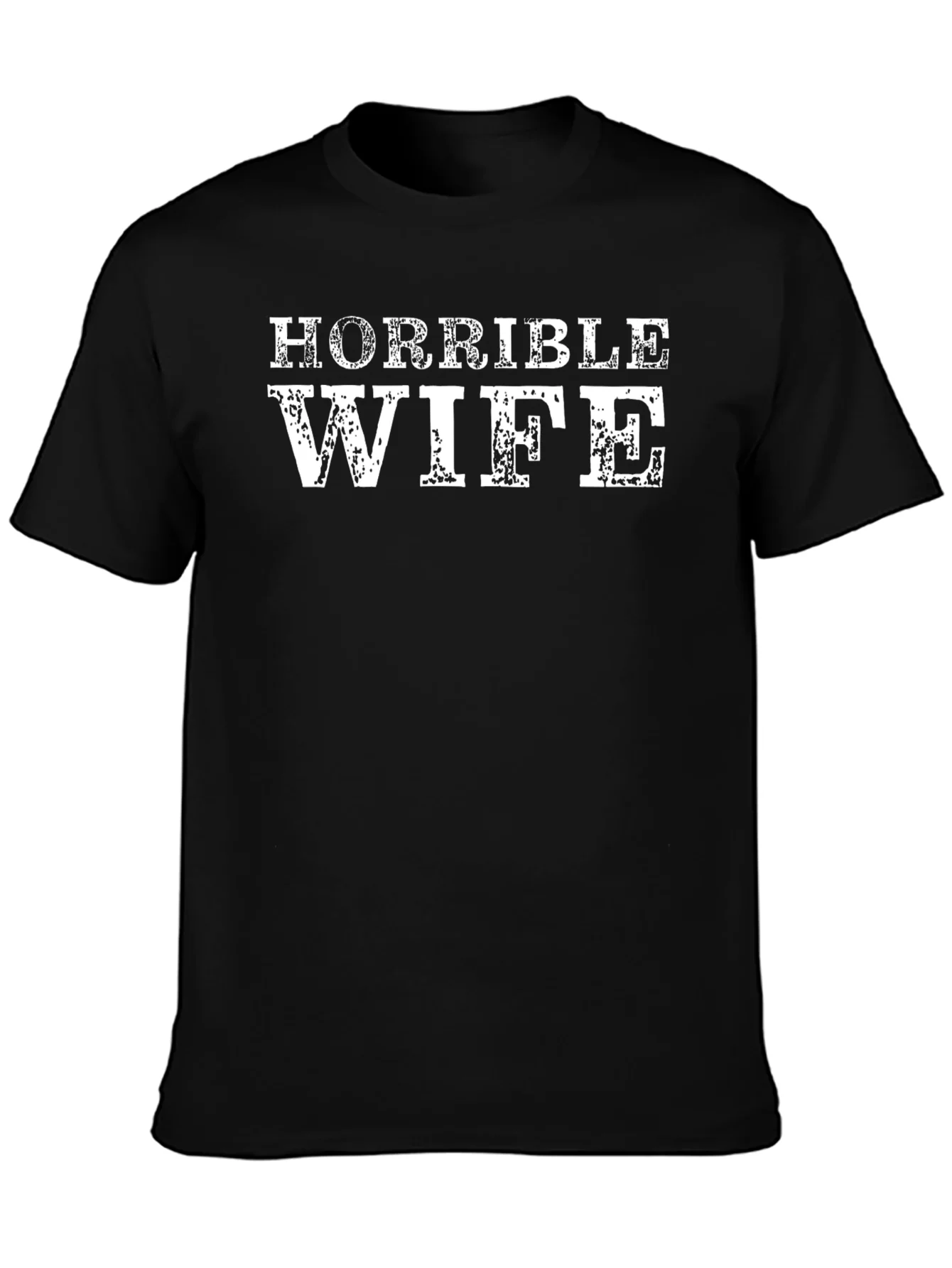 Camiseta Negra Esposa Horrible para Hombre
