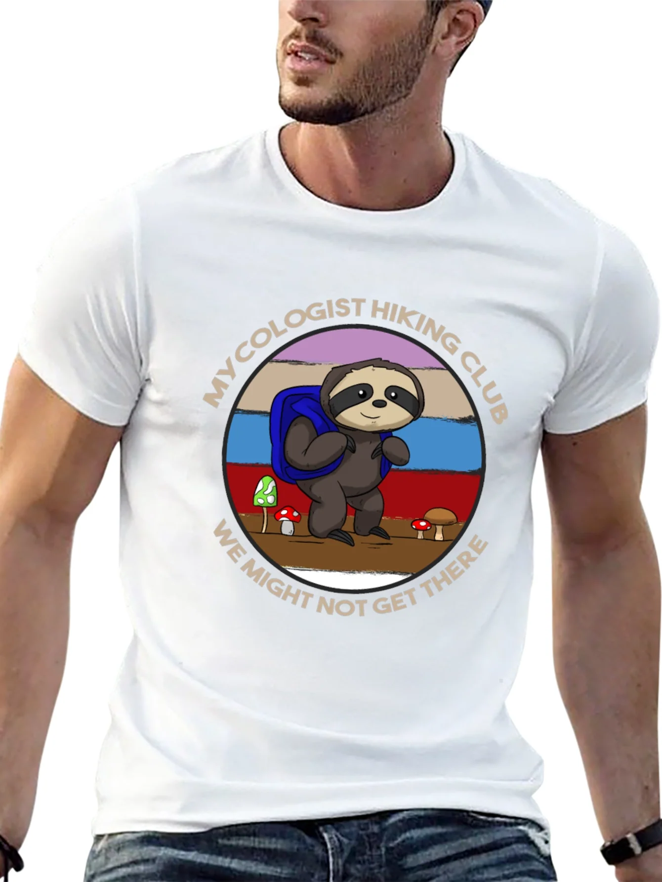 Rebbecca Mycologist Hiking Club Sloth Graphic T-Shirt