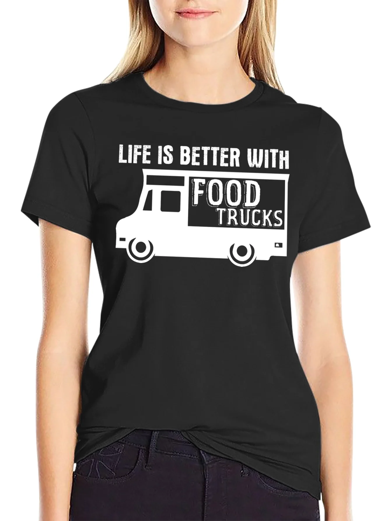 Camiseta Negra Food Trucks: La Vida es Mejor