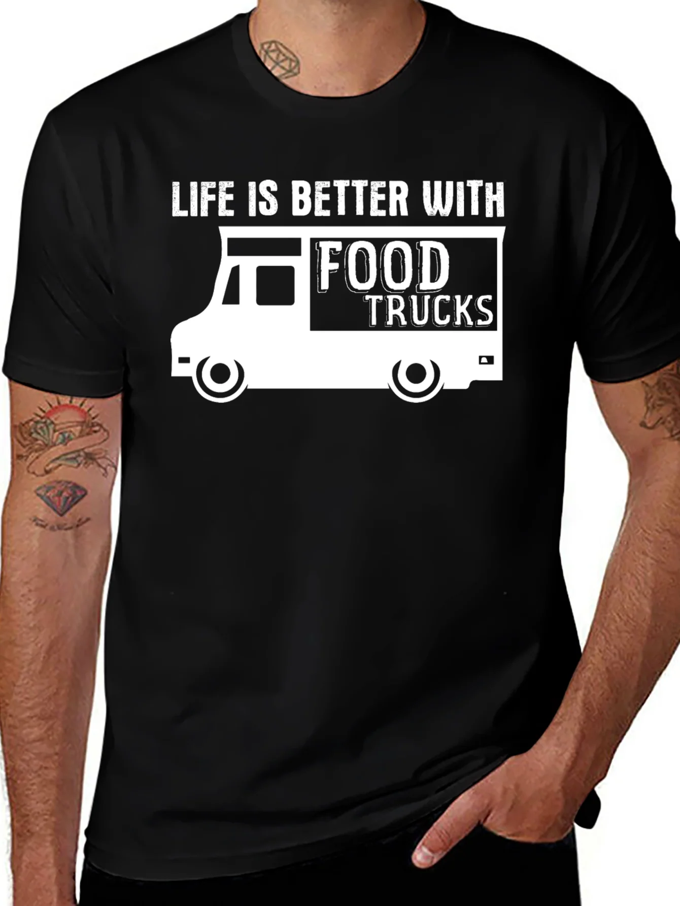Camiseta Negra Food Trucks: La Vida es Mejor