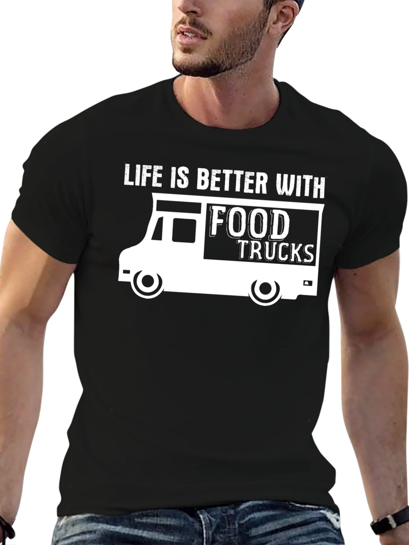Camiseta Negra Food Trucks: La Vida es Mejor