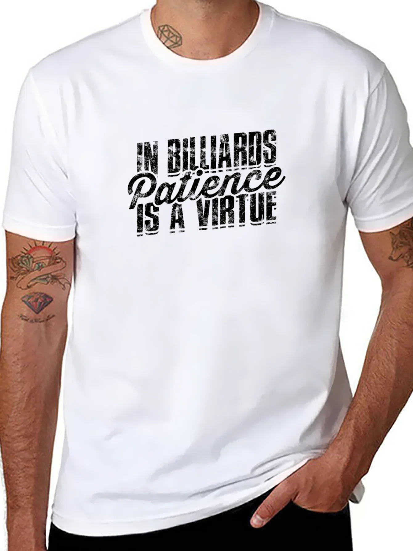 Camiseta Negra con Dise?o de Billar para Hombre