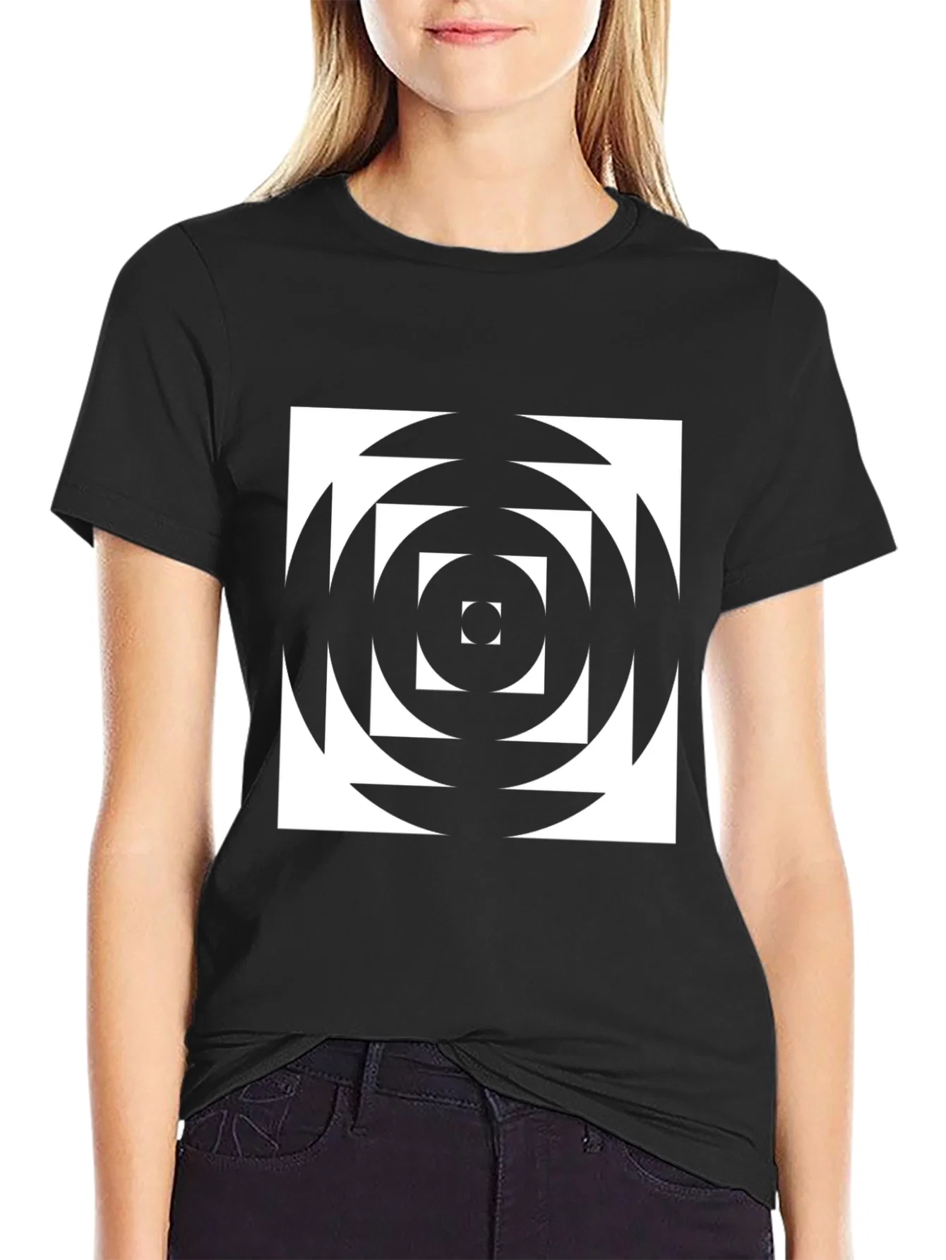 Rebbecca Geometric Optical Illusion Graphic T-Shirt