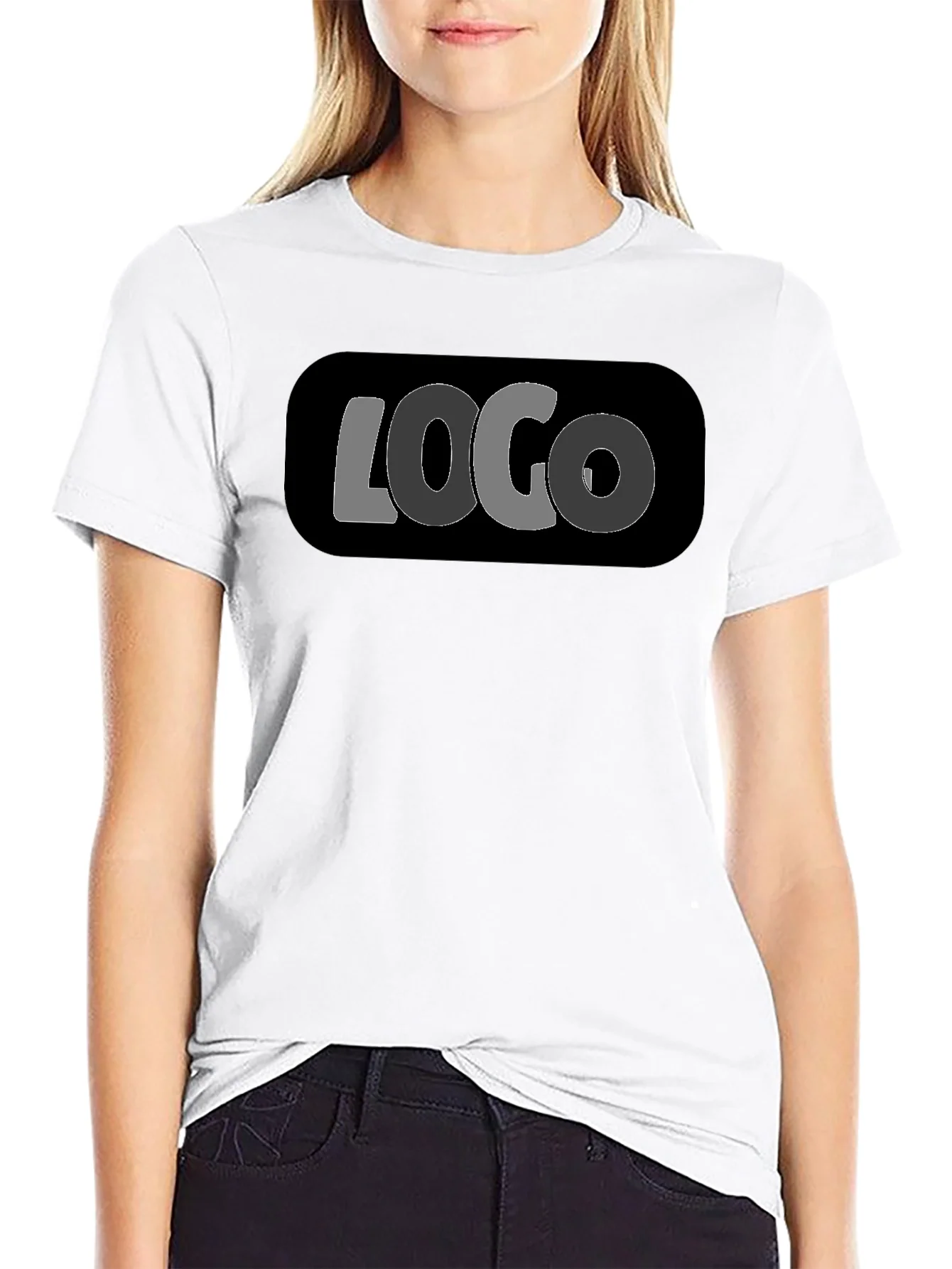 Camiseta Negra con Dise?o LOGO Casual