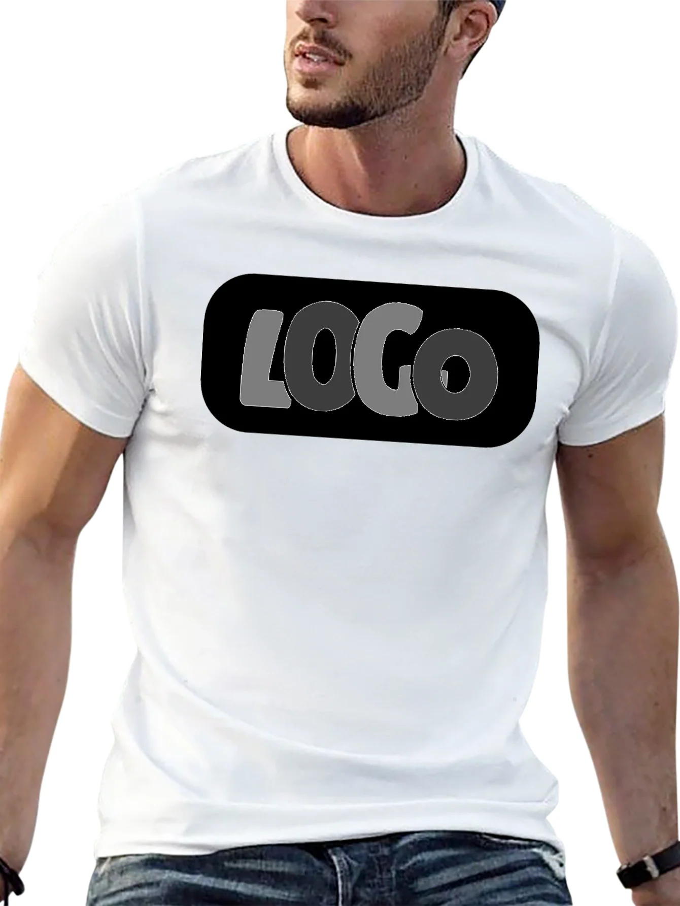 Camiseta Negra con Dise?o LOGO Casual