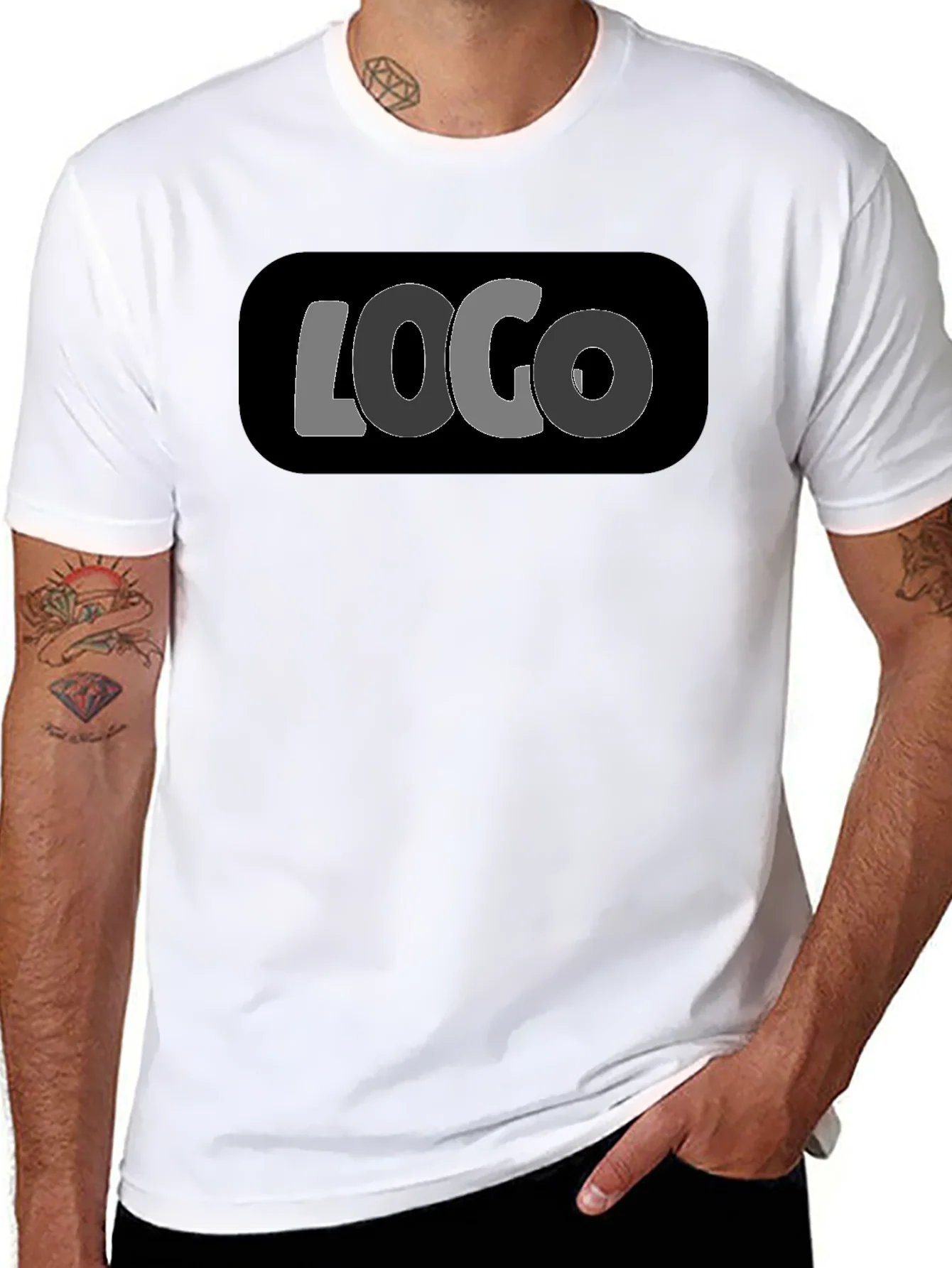 Camiseta Negra con Dise?o LOGO Casual
