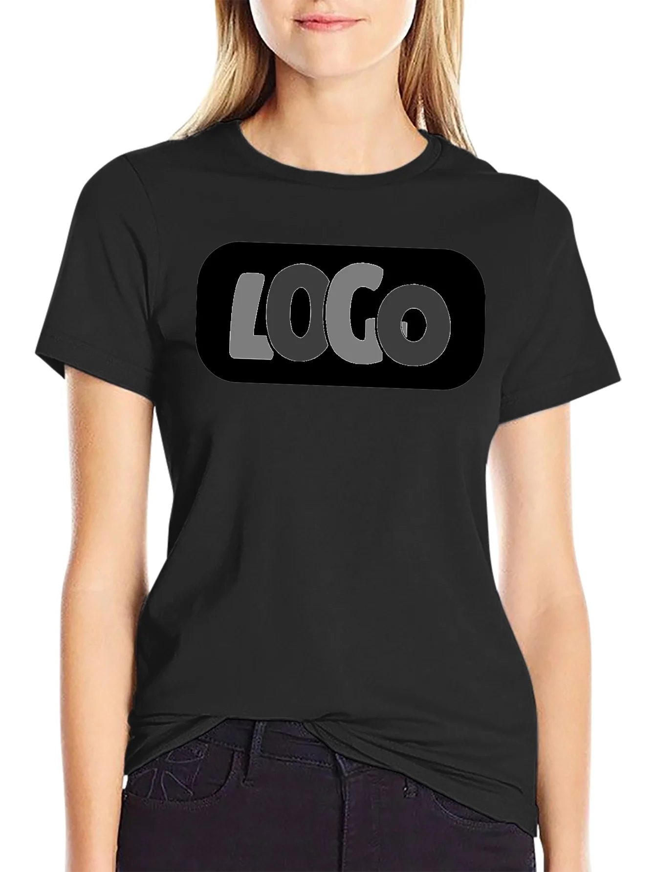 Camiseta Negra con Dise?o LOGO Casual