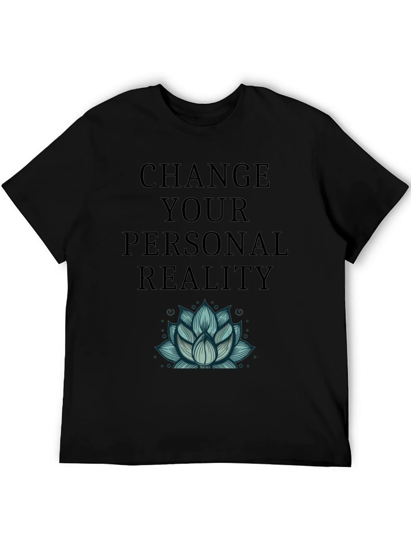 Camiseta Negra Cambia Tu Realidad con Dise?o Floral