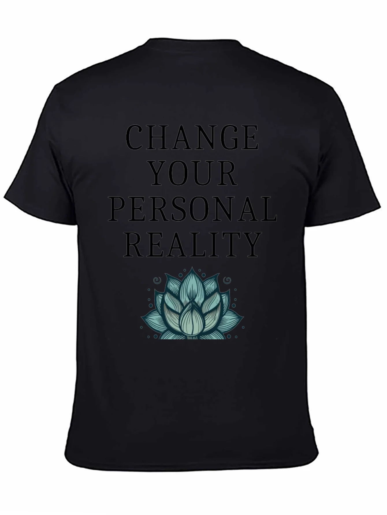 Camiseta Negra Cambia Tu Realidad con Dise?o Floral