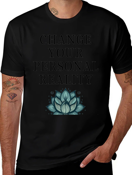 Camiseta Negra Cambia Tu Realidad con Dise?o Floral