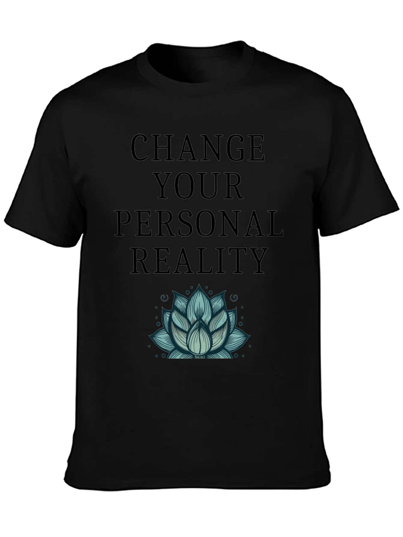 Camiseta Negra Cambia Tu Realidad con Dise?o Floral