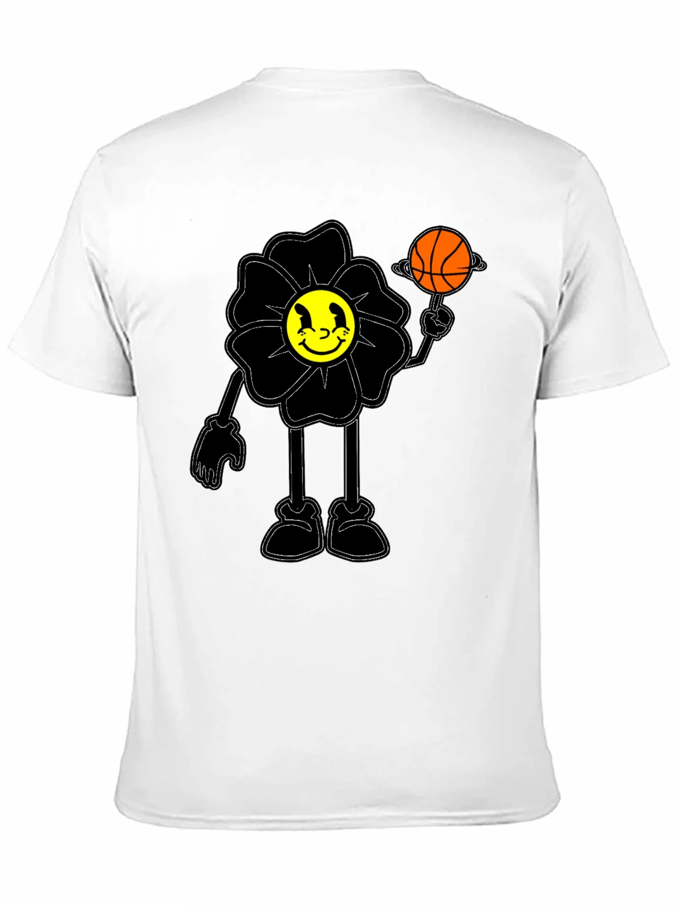 Rebbecca Smiley Flower Graphic Tee - Trendy Black T-Shirt