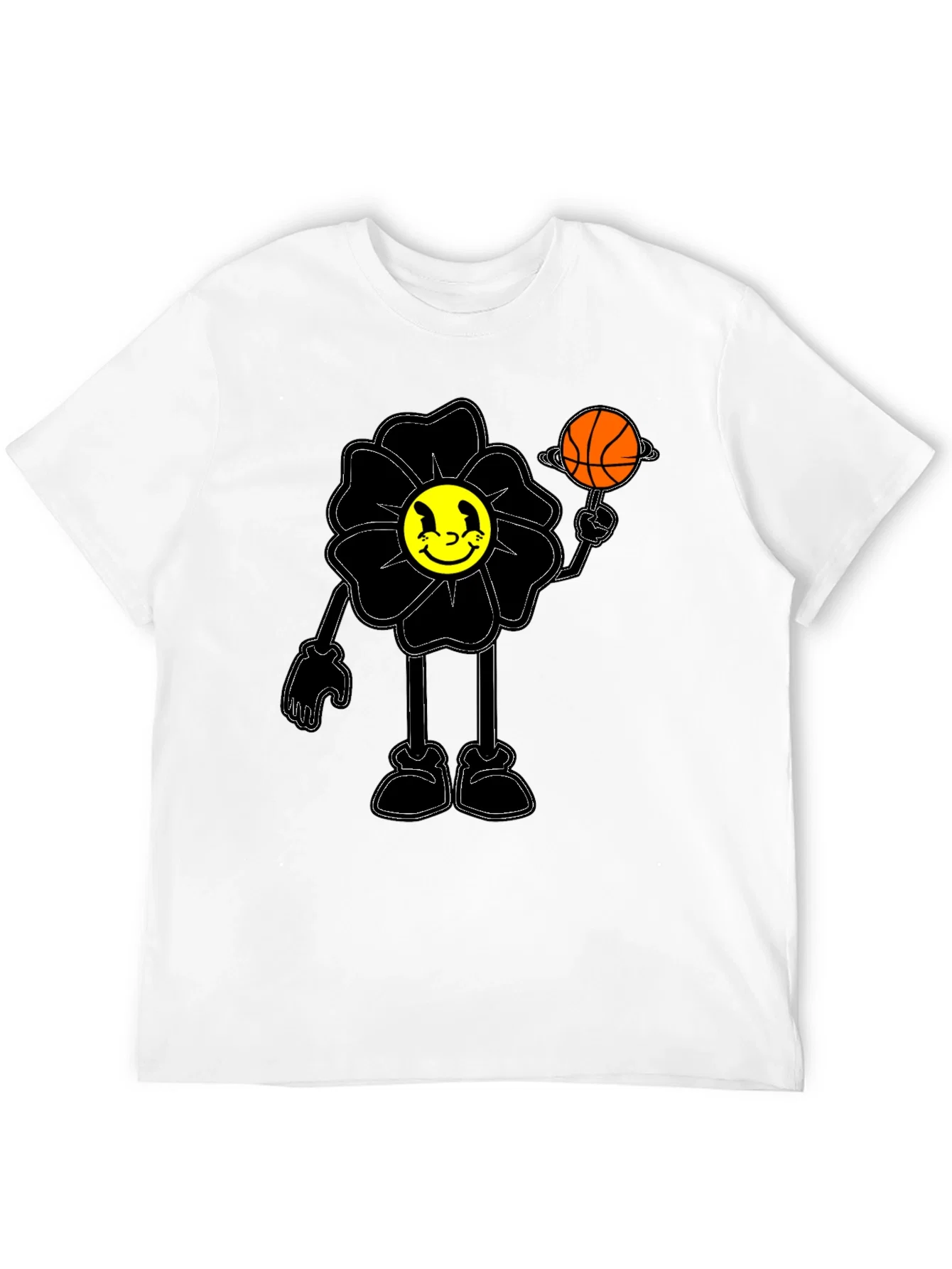 Rebbecca Smiley Flower Graphic Tee - Trendy Black T-Shirt