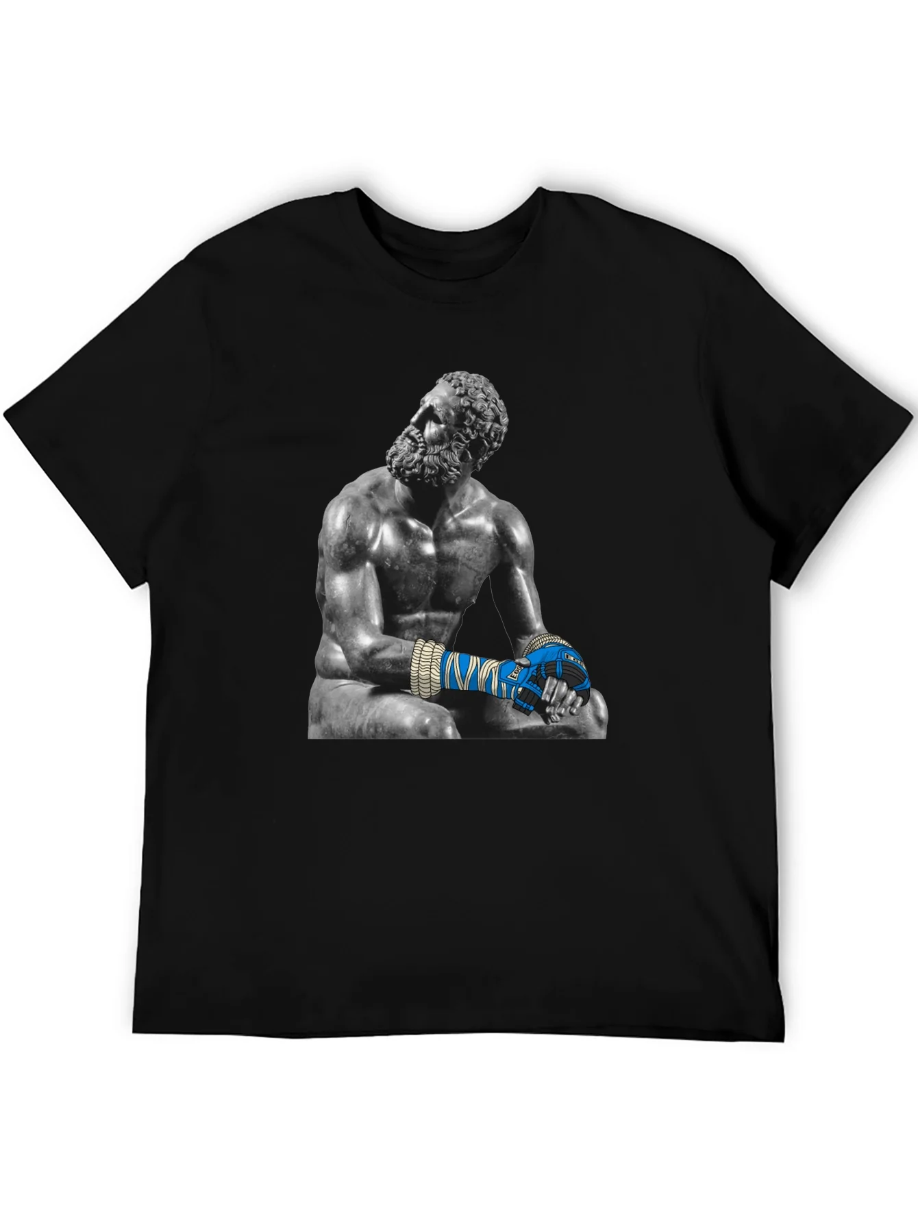 Camiseta Negra con Estatua de Boxeador