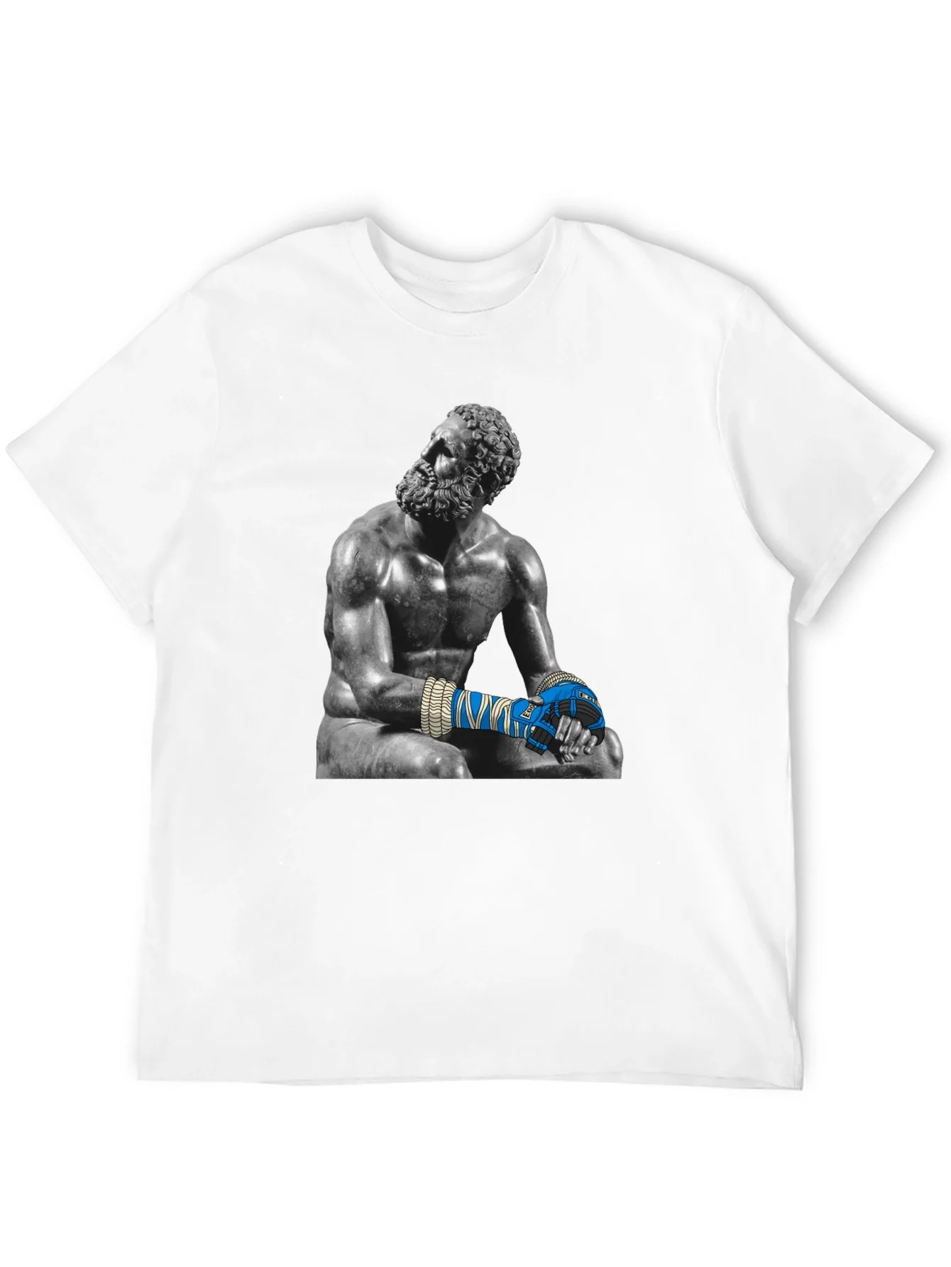 Camiseta Negra con Estatua de Boxeador