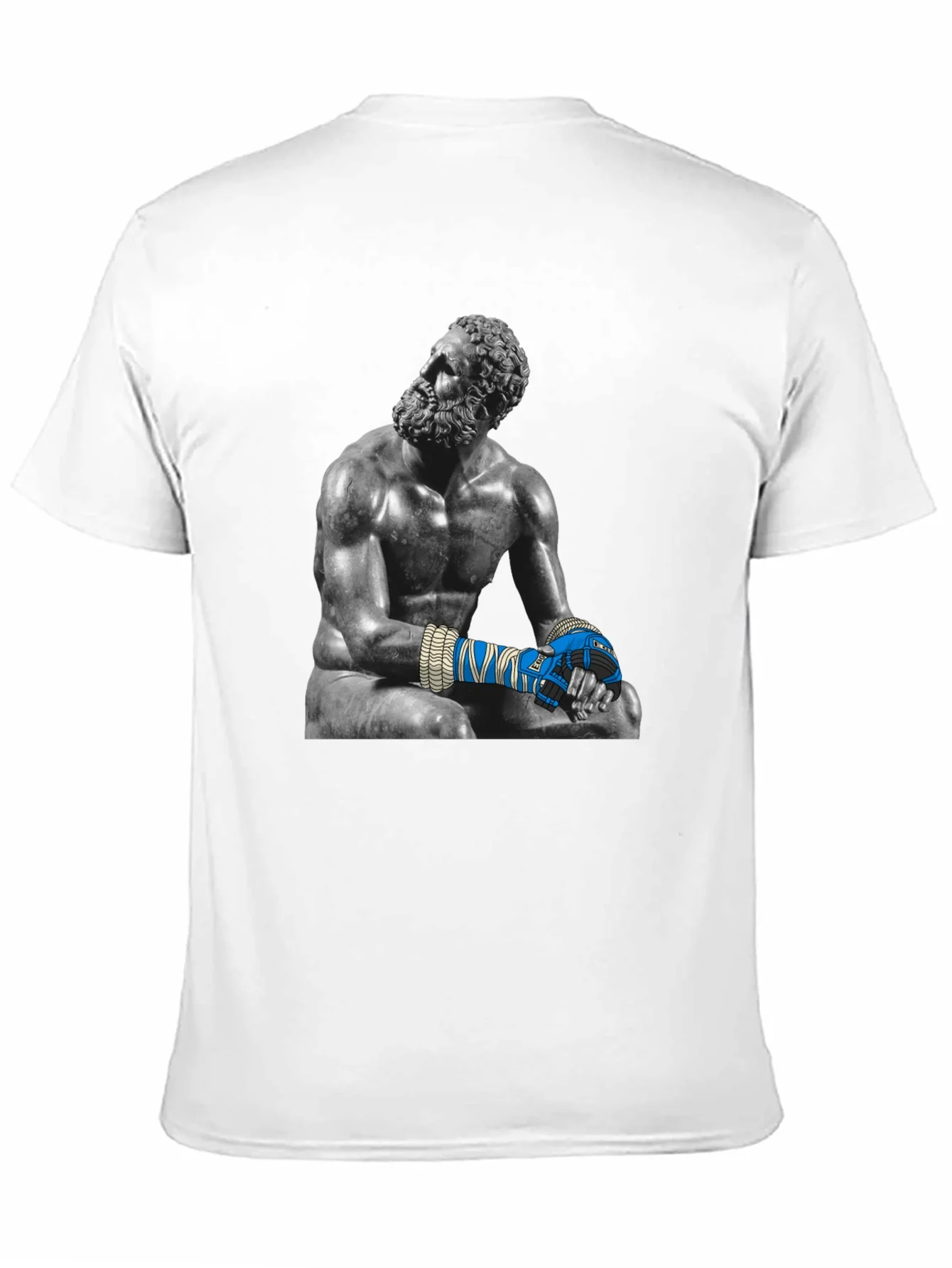 Camiseta Negra con Estatua de Boxeador