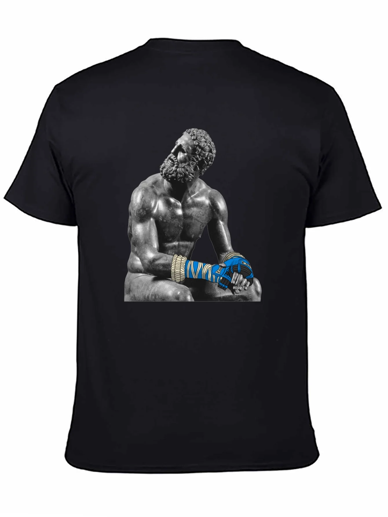 Camiseta Negra con Estatua de Boxeador
