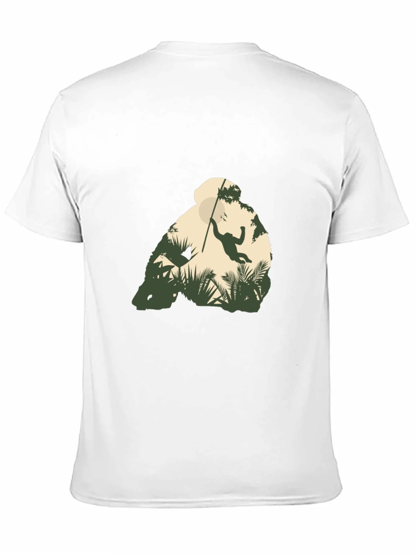 Camiseta Negra con Dise?o de Selva y Mono