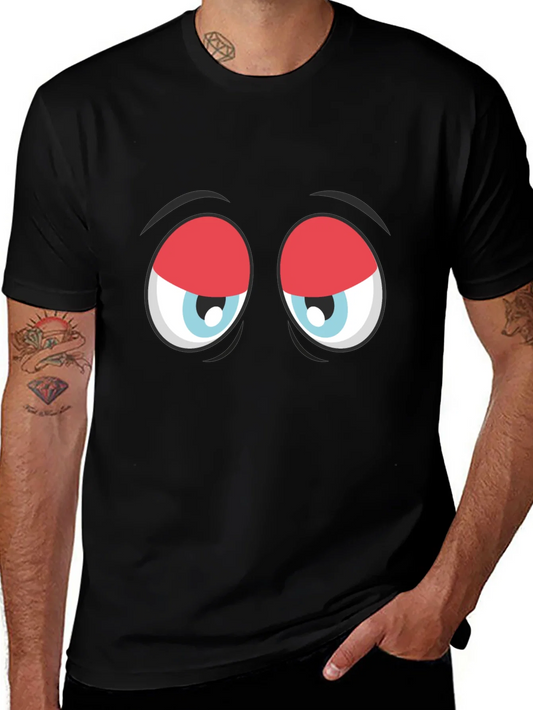 Rebbecca Funny Sleepy Eyes Graphic T-Shirt - Black