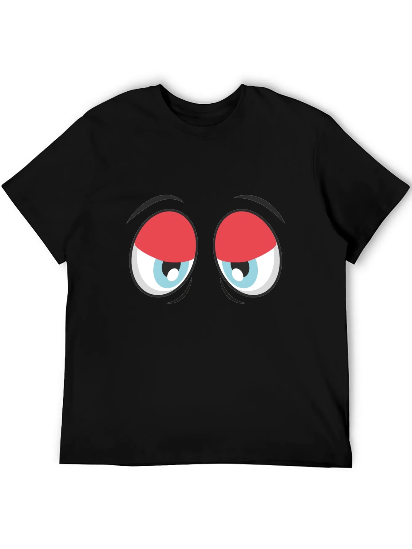 Rebbecca Funny Sleepy Eyes Graphic T-Shirt - Black