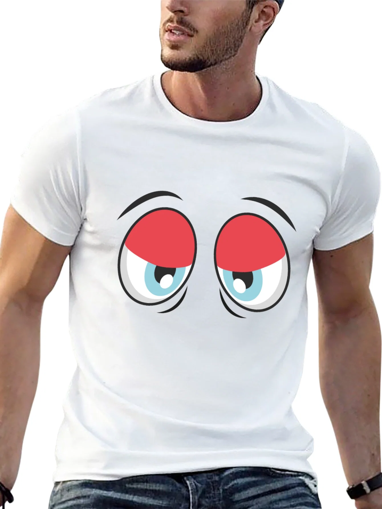 Rebbecca Funny Sleepy Eyes Graphic T-Shirt - Black