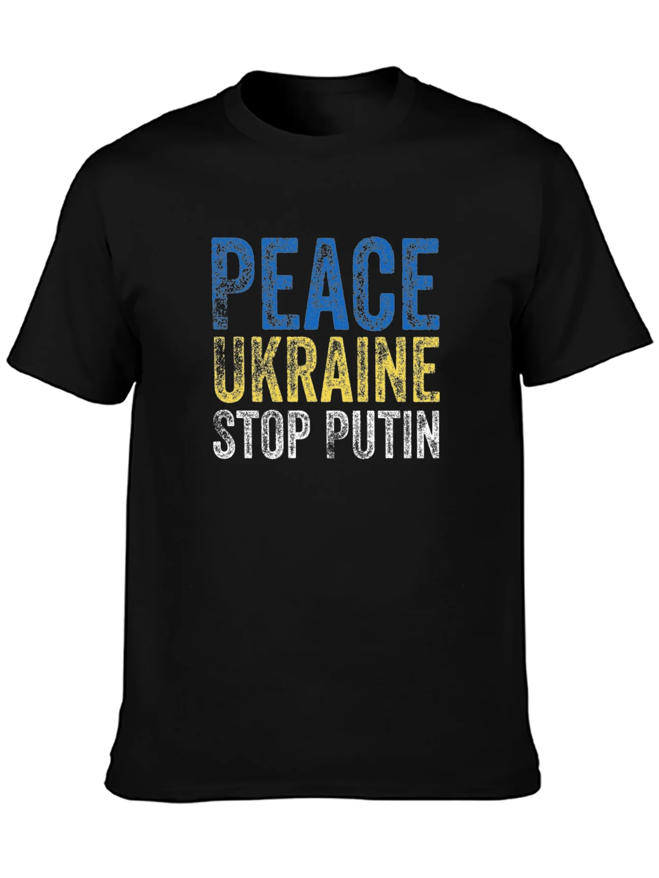 Camiseta Negra con Mensaje de Paz para Ucrania