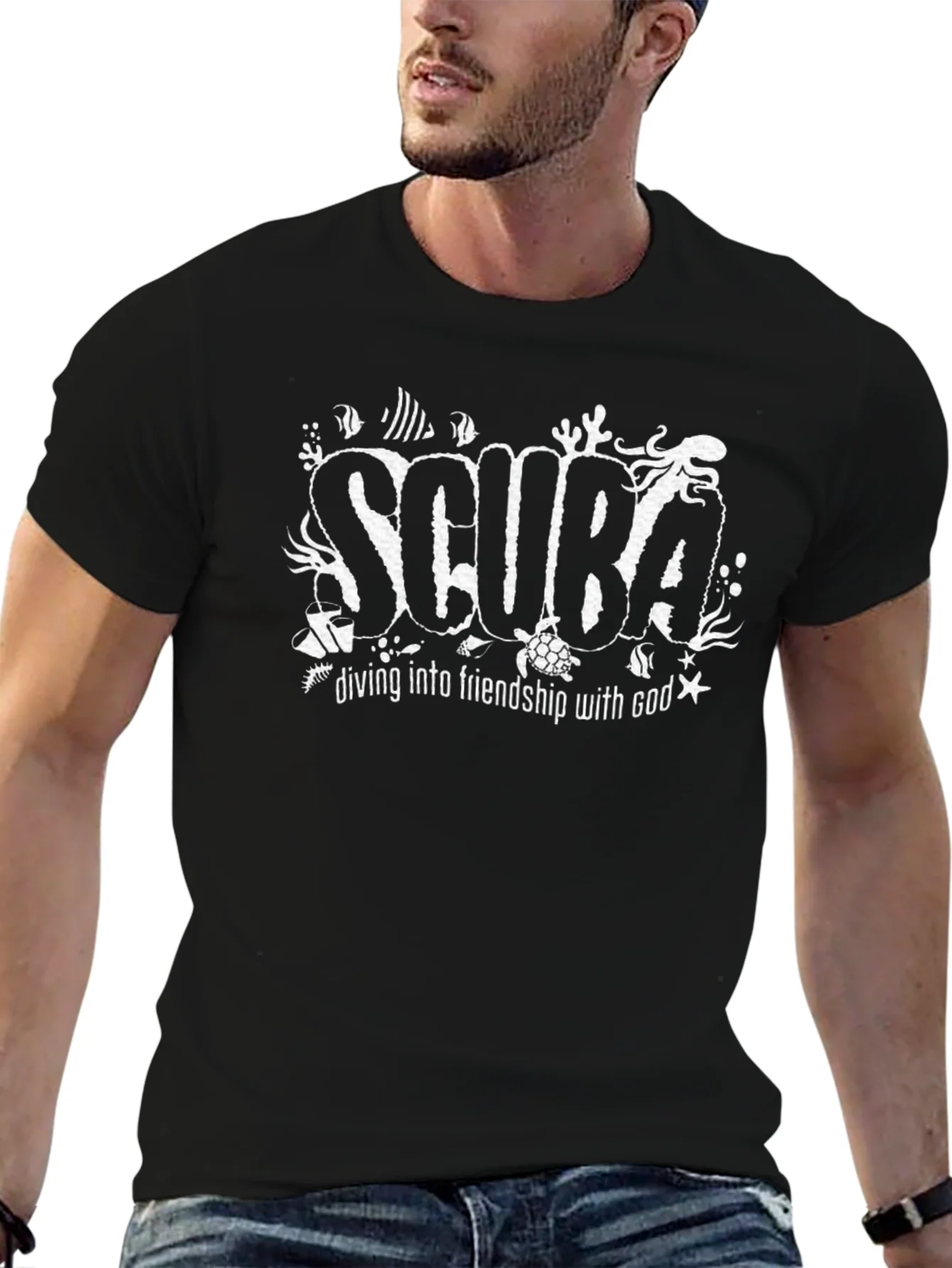Camiseta Negra Scuba Amistad con Dios