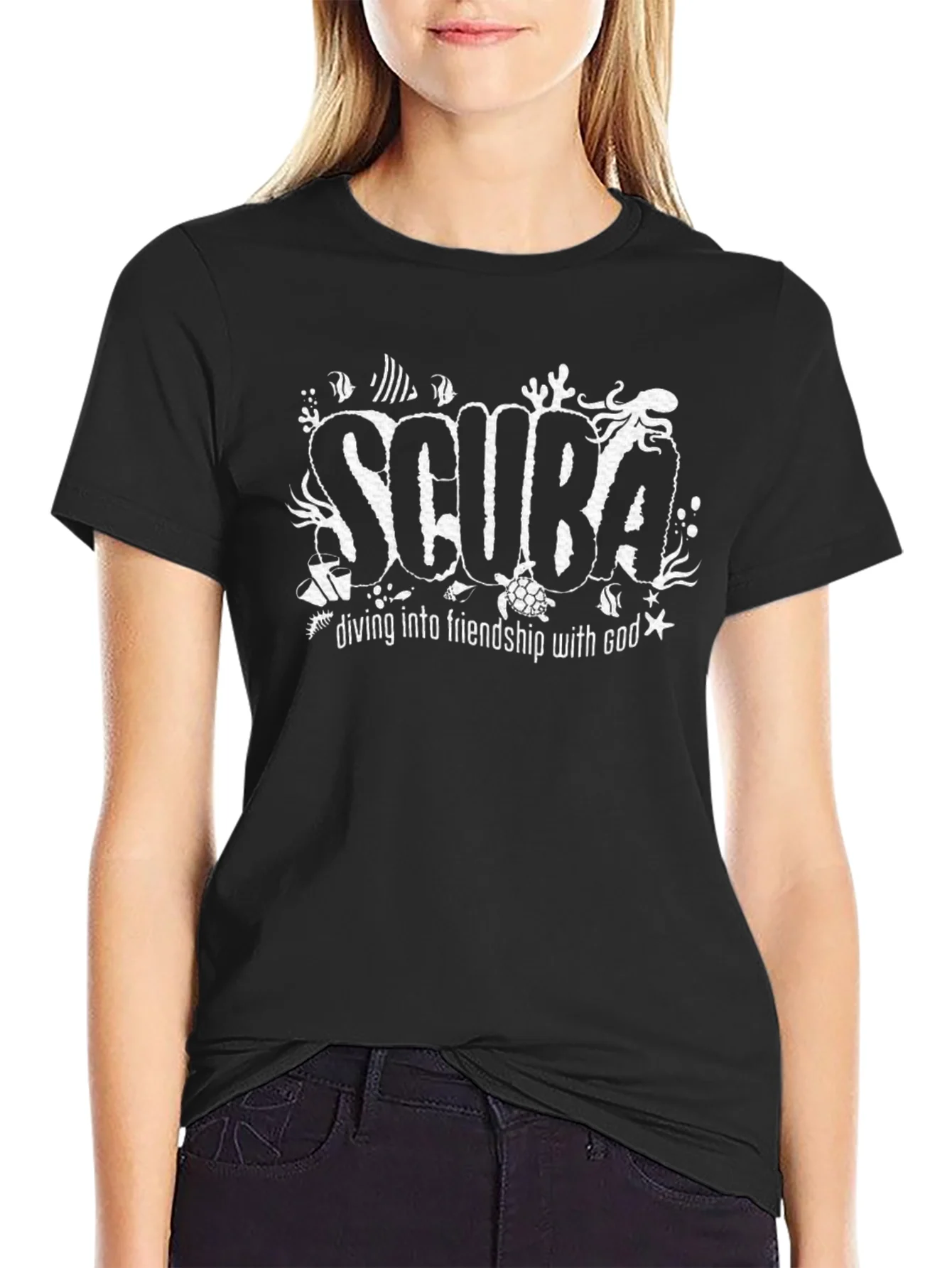 Camiseta Negra Scuba Amistad con Dios