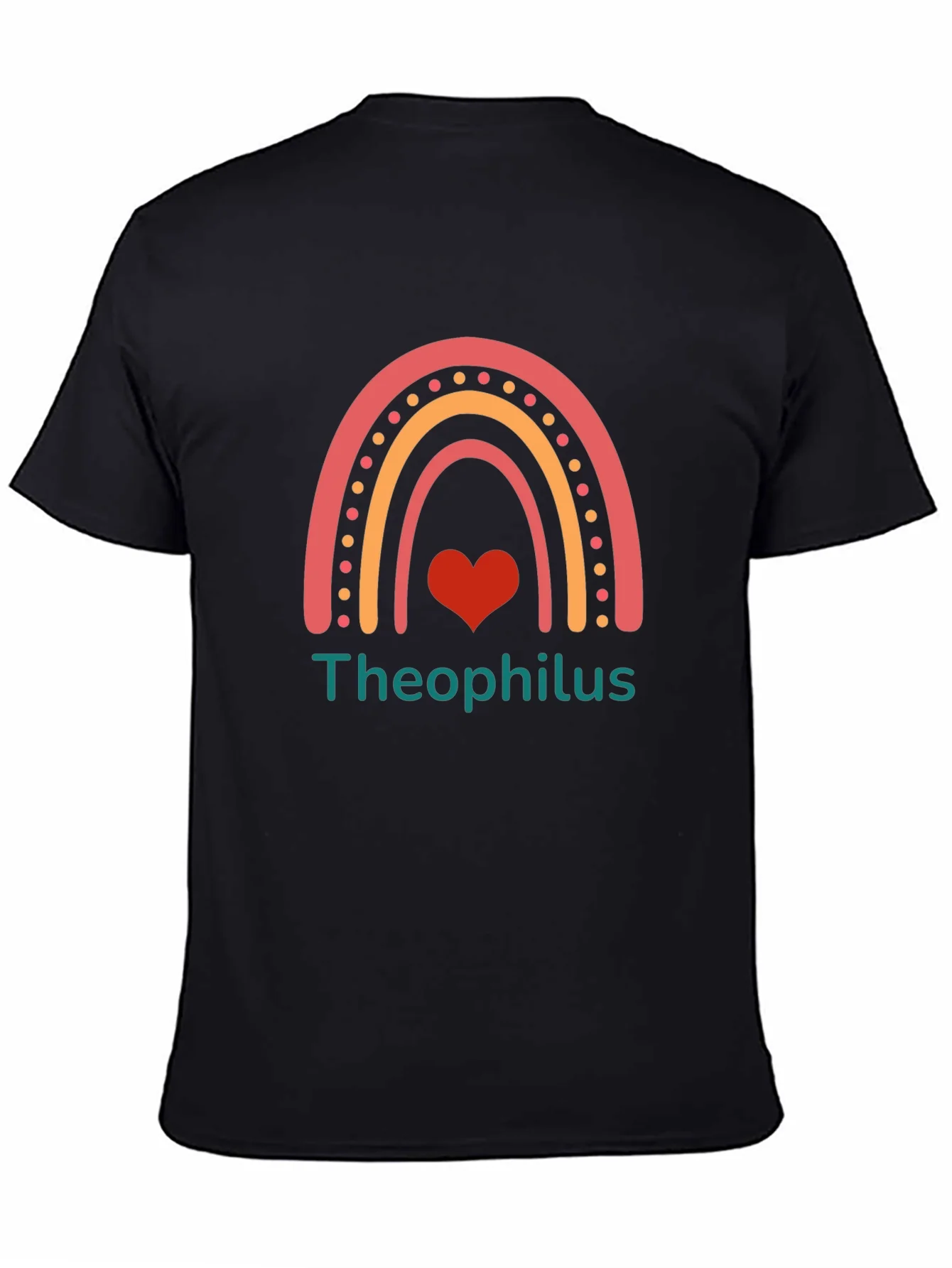 Camiseta Negra con Dise?o de Arco¨ªris y Nombre Personalizado